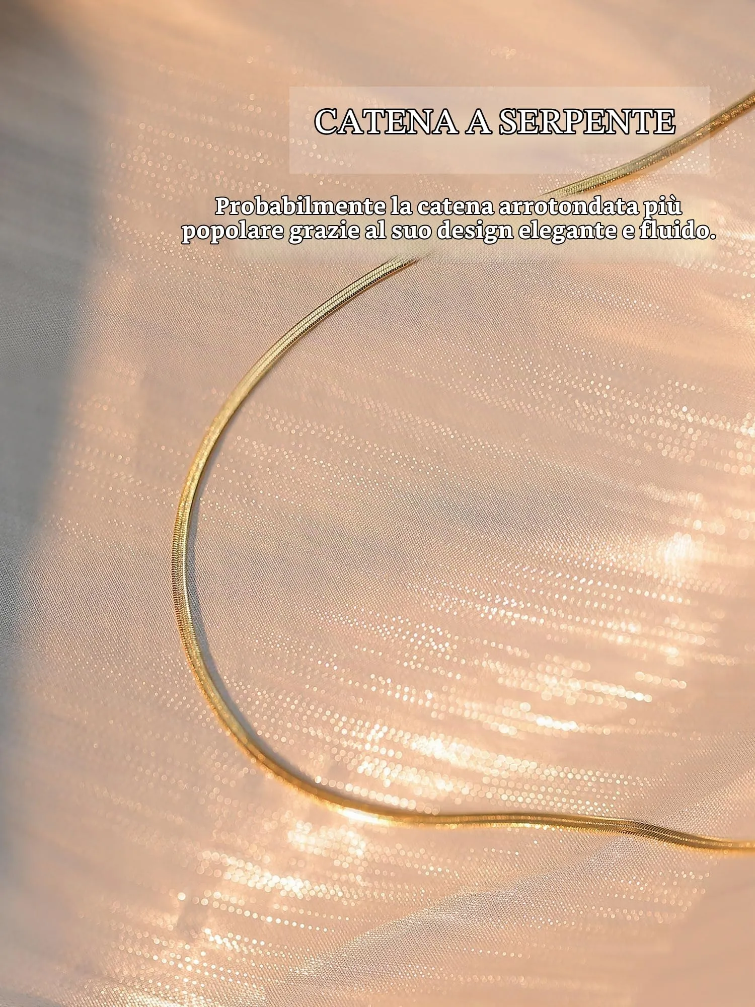 BodyBonita Collana a Spina di Pesce per Donna, Argento Sterling 925 Placcato Oro 16K, 1.5mm, 14 Pollici - immagine 2