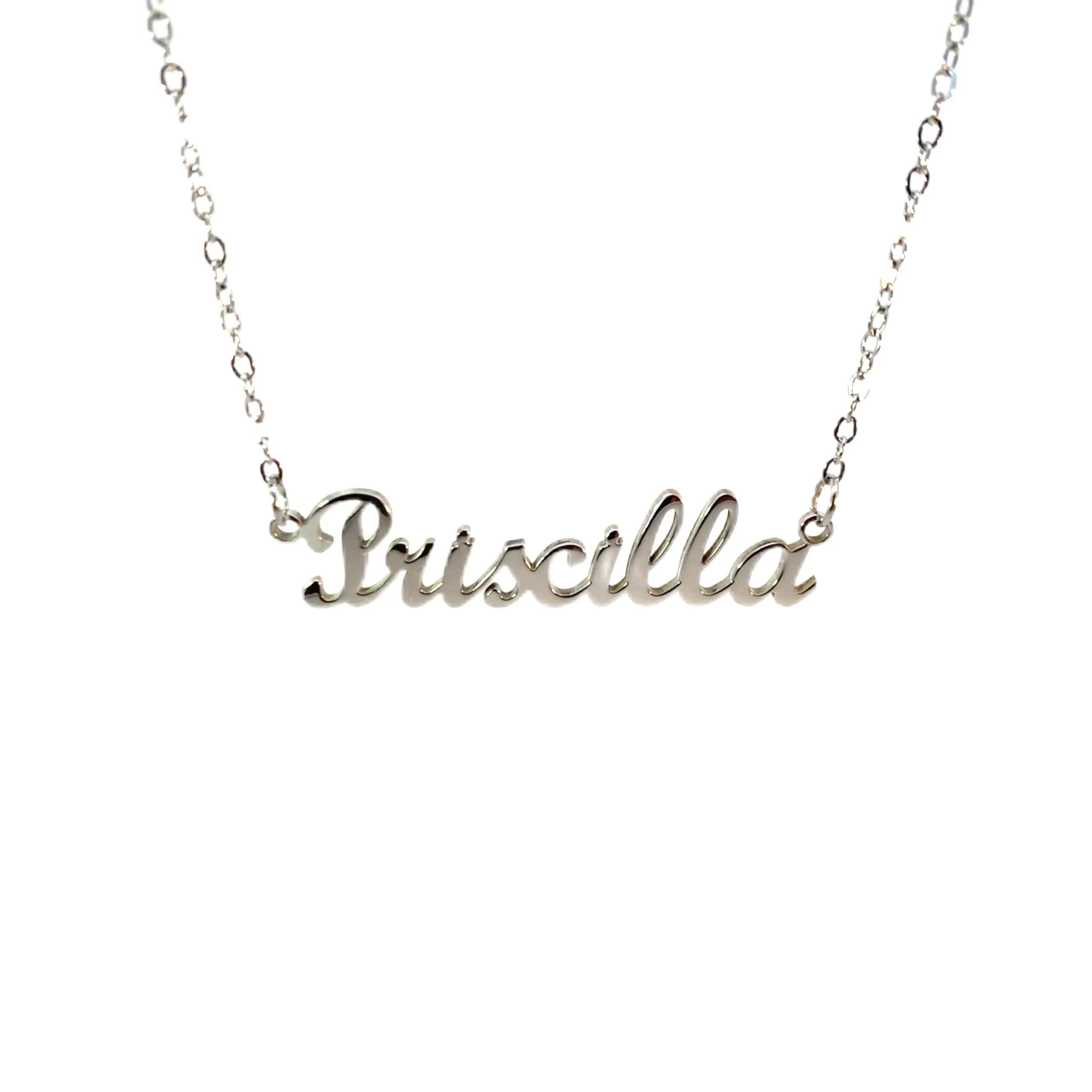 10:10 Collana Donna Nome Personalizzato in Acciaio Inox Anallergico, Finitura Lucida (Priscilla) - immagine 1