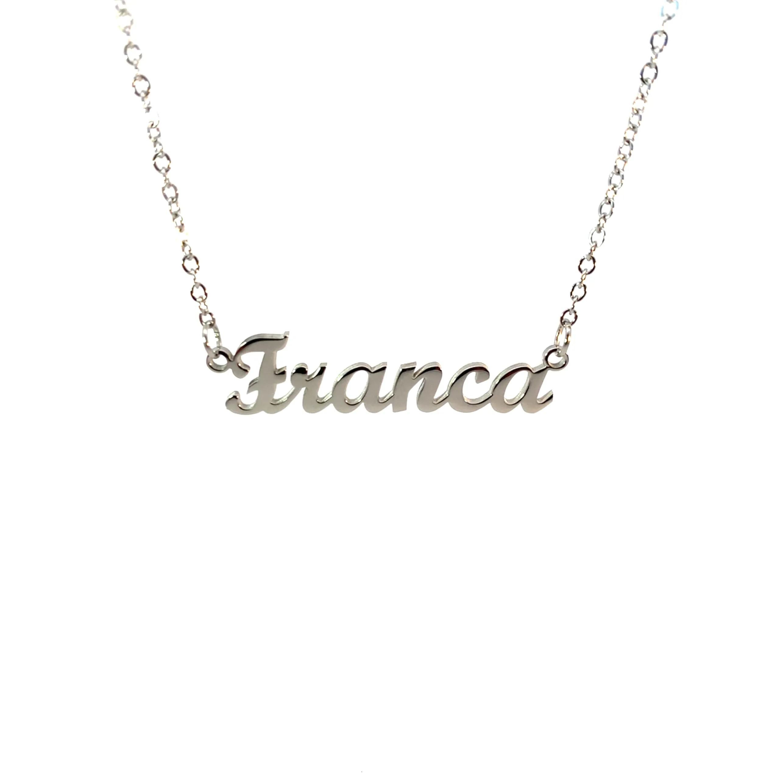 10:10 Collana Donna Nome Personalizzato Franca in Acciaio Inox Anallergico, Finitura Lucida, Catena Regolabile - immagine 1
