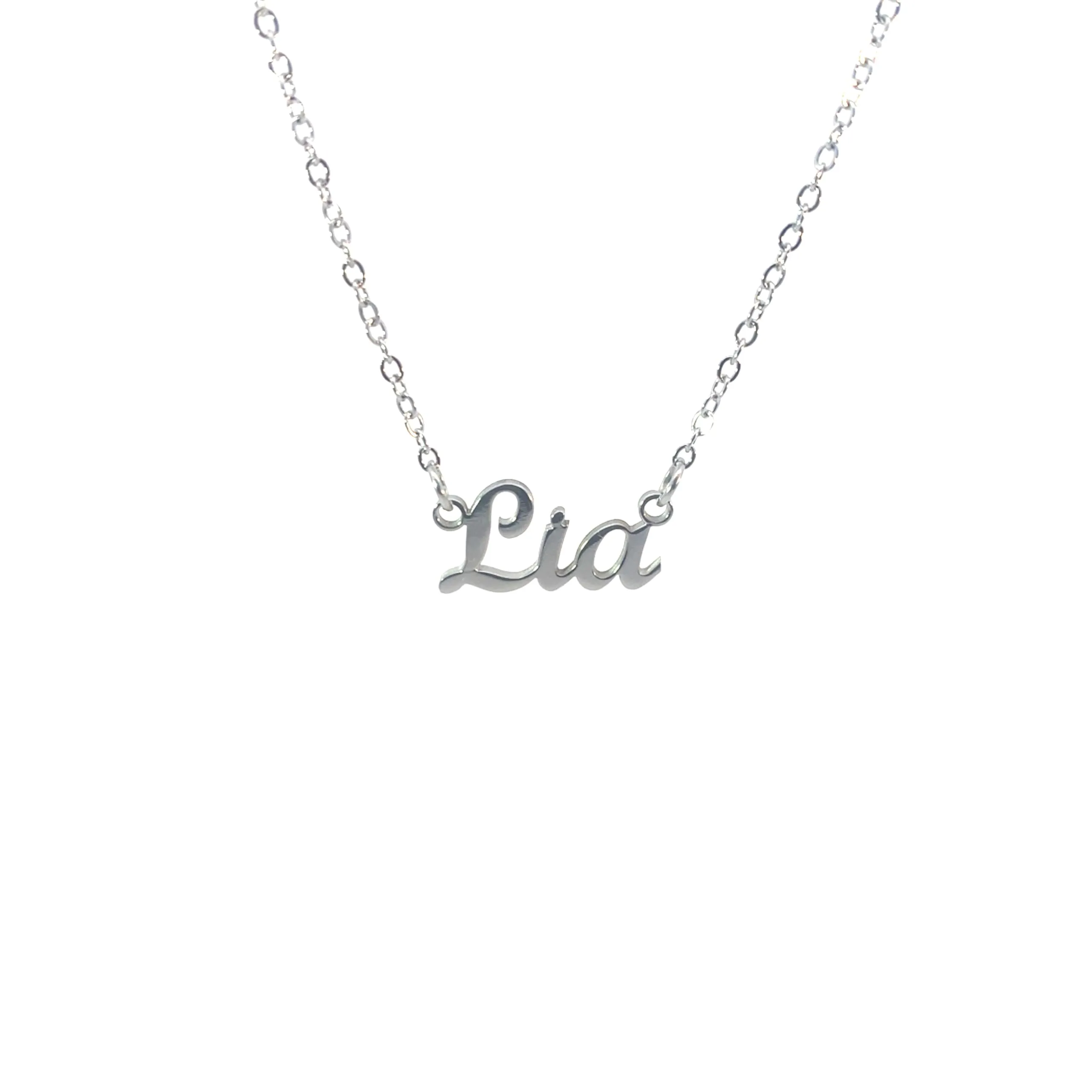 10:10 Collana Donna Nome Personalizzato in Acciaio Inox Anallergico, Finitura Lucida, Catena Regolabile (Lia) - immagine 1