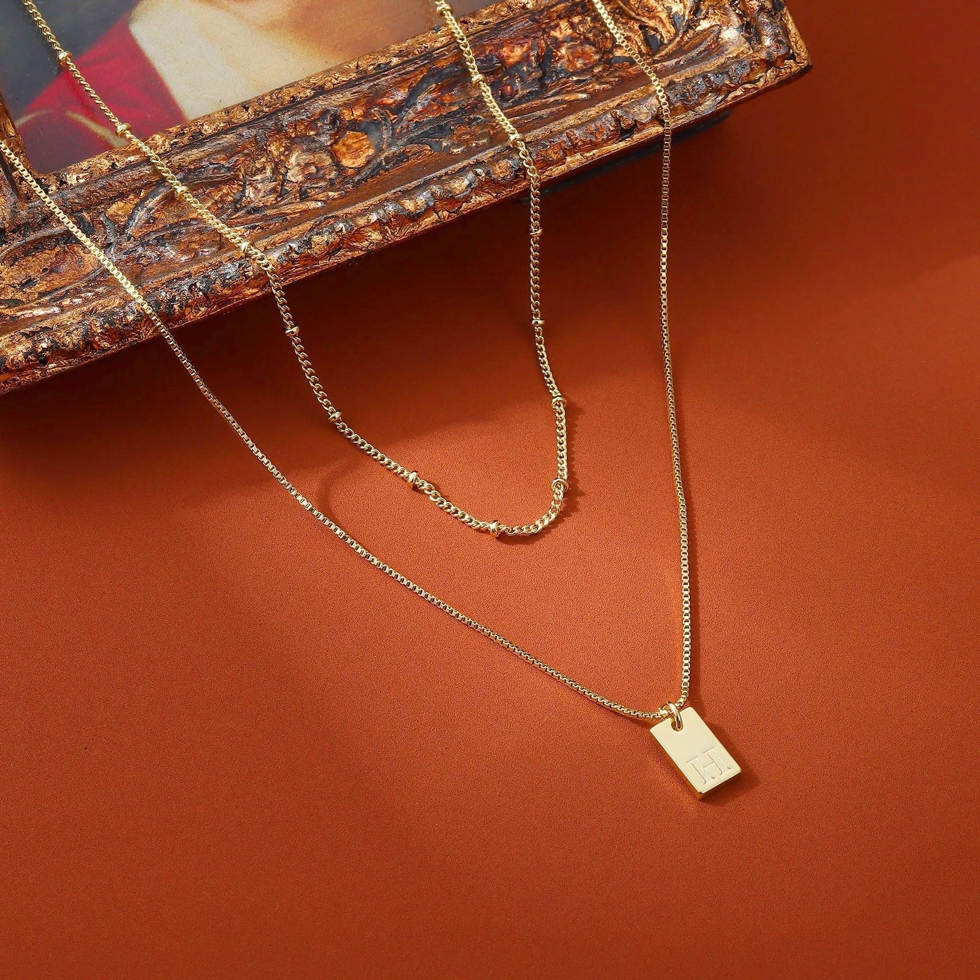 BodyBonita Collana in Oro 16K con Iniziale H a Strati per Donna - immagine 2