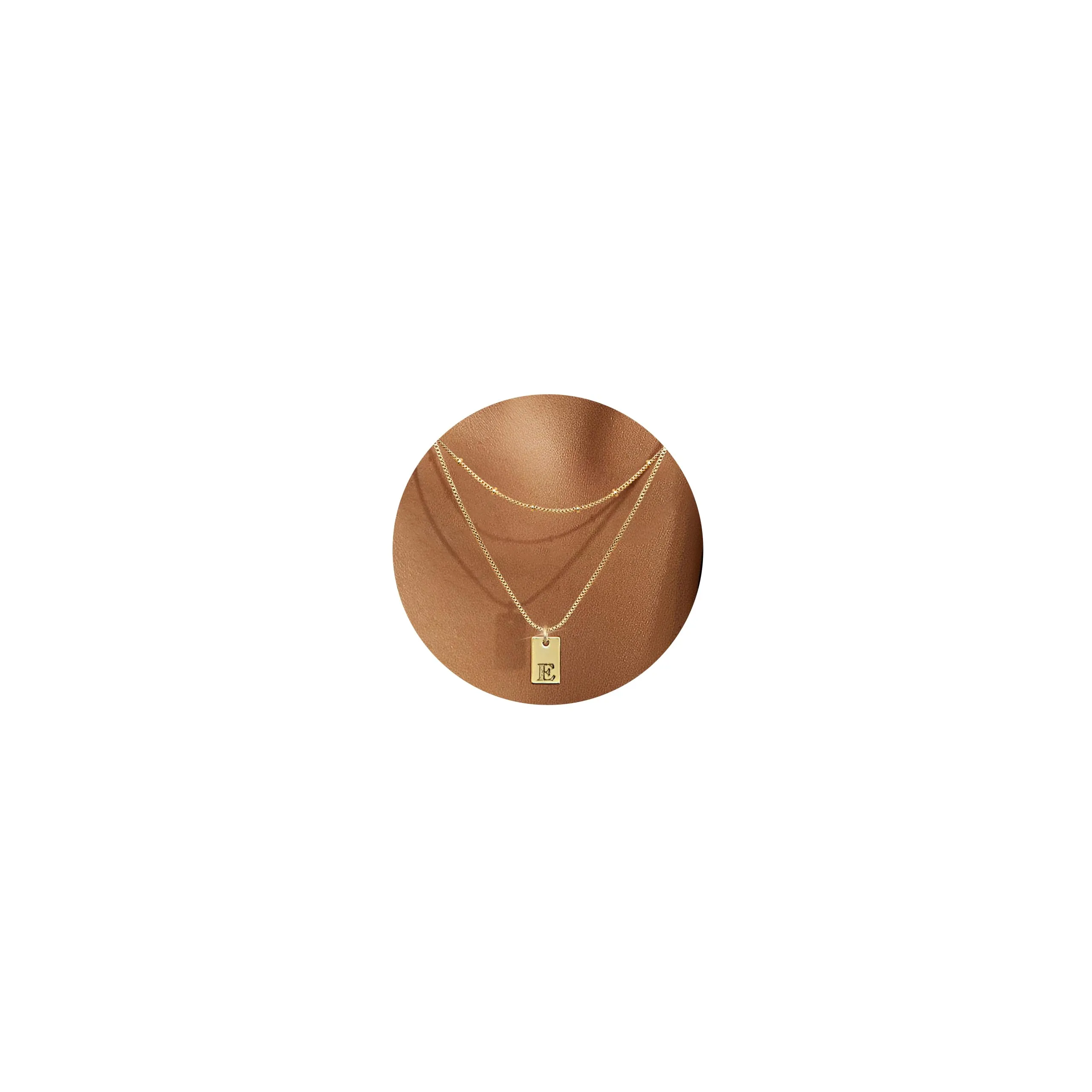 BodyBonita Collana con Iniziale E in Oro 16K Placcato, Set a Strati per Donna - immagine 1