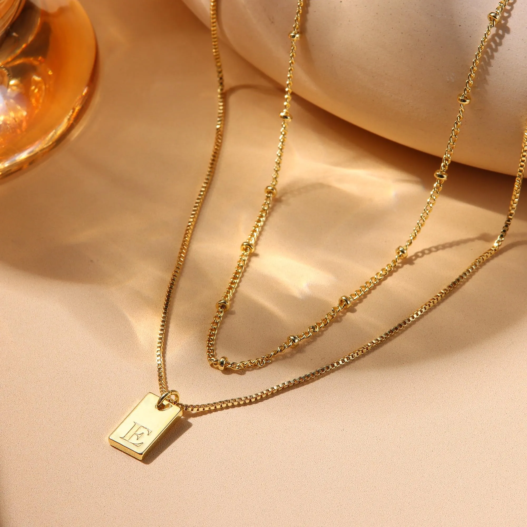BodyBonita Collana con Iniziale E in Oro 16K Placcato, Set a Strati per Donna - immagine 3