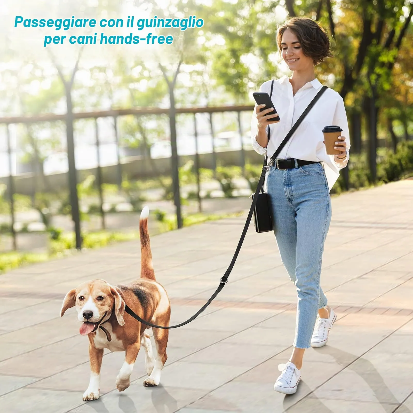 oneisall Guinzaglio Doppi per Cani, 2.5 Metri, Regolabile in Nylon per Taglia Piccola Media e Grande - immagine 2