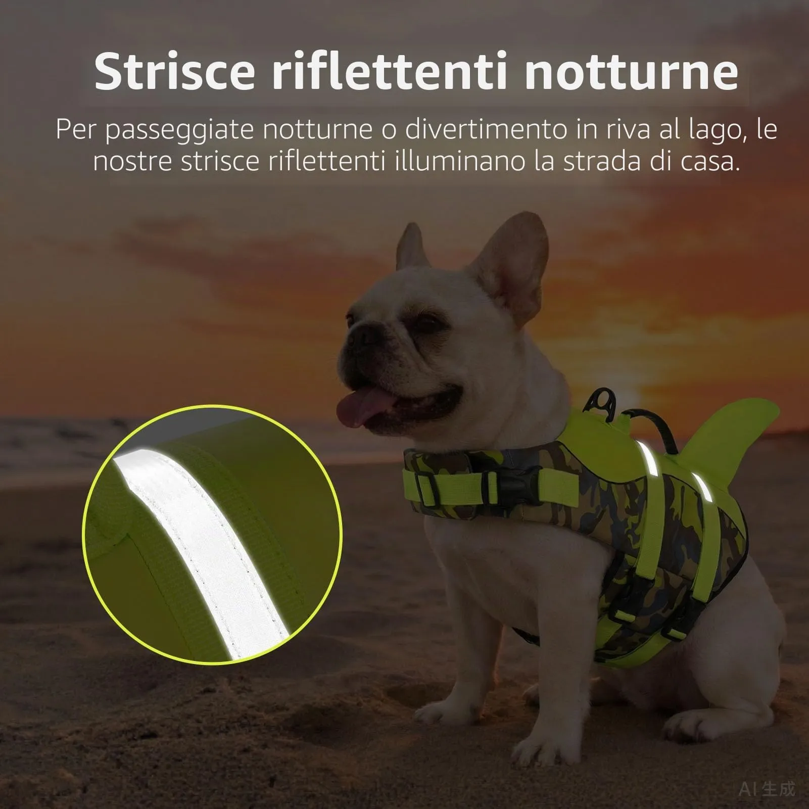 CITÉTOILE Salvagente per Cane in Ripstop Regolabile, Verde mimetico, XXL - immagine 4
