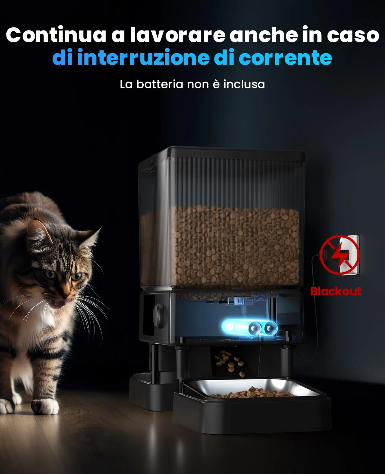 oneisall Distributore Automatico di Cibo per Gatti e Cani 5L, 2 Ciotole, WiFi 5G/2.4G, Controllo App PFD002 Pro - immagine 7