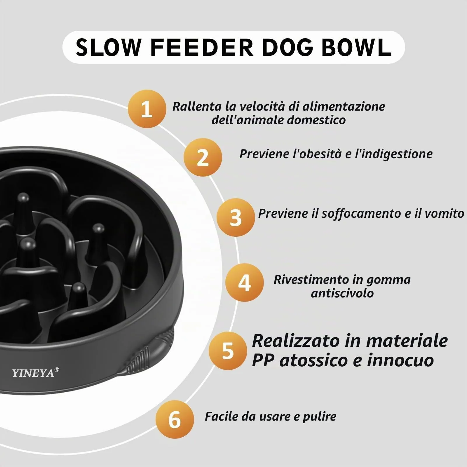 YINEYA Ciotola Anti-Ingozzamento per Cani Grande, Nero - immagine 2