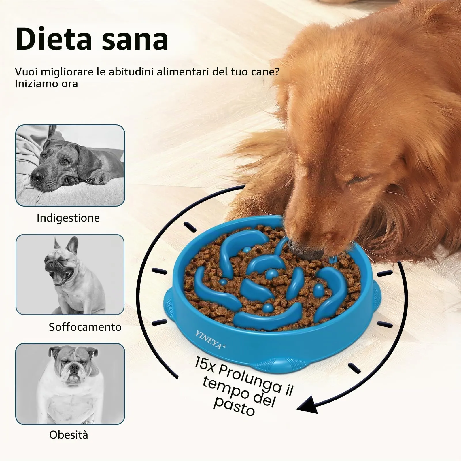 YINEYA Ciotola Anti Ingozzamento per Cani Grandi, Set da 2 Pezzi - immagine 3