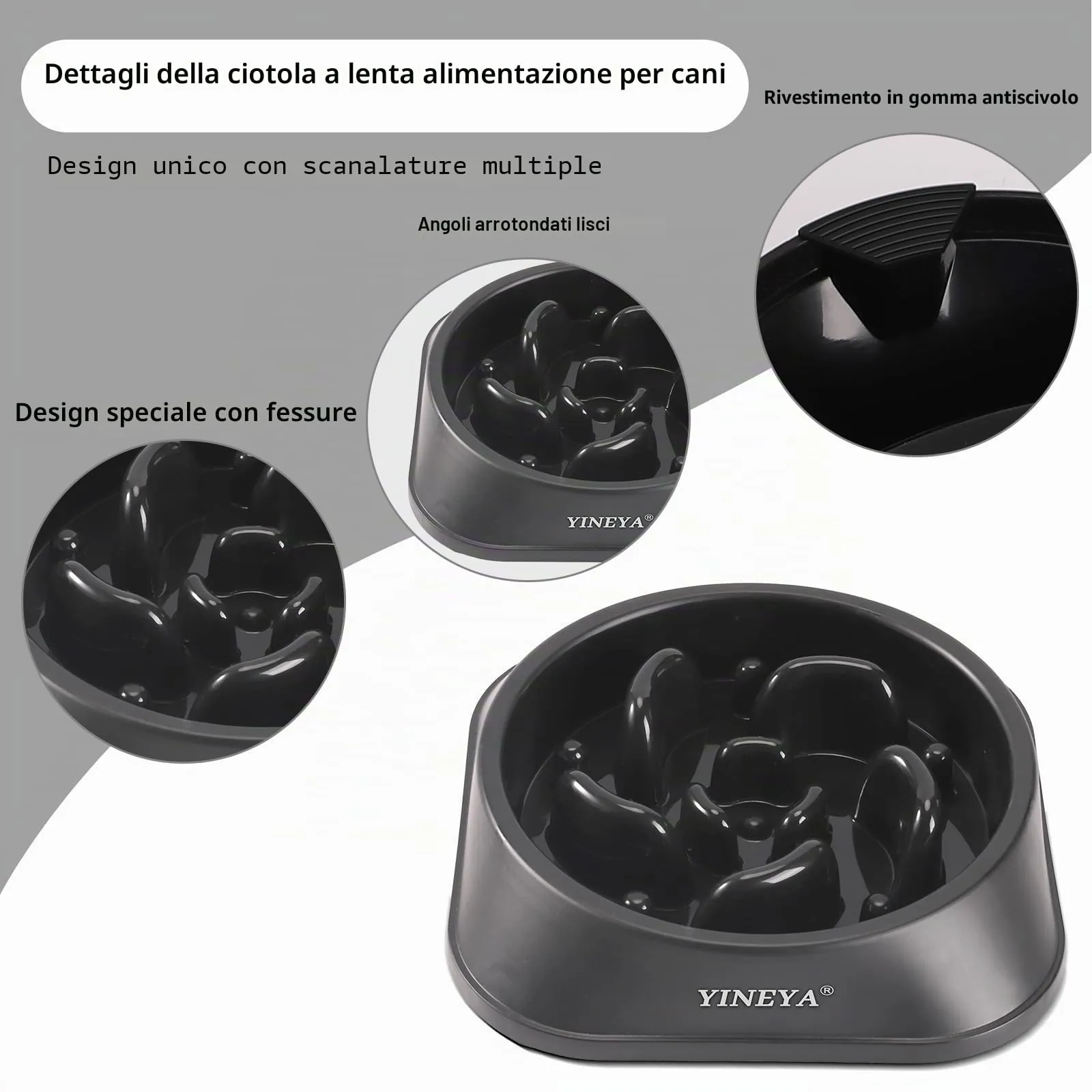 YINEYA Ciotola Anti-Ingozzamento per Cani, Nero, Medio - immagine 4