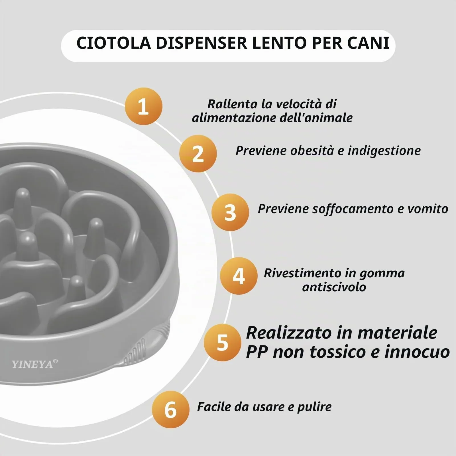 YINEYA Ciotole Anti-Ingozzamento per Cani Grandi, Set da 2 Pezzi - immagine 2