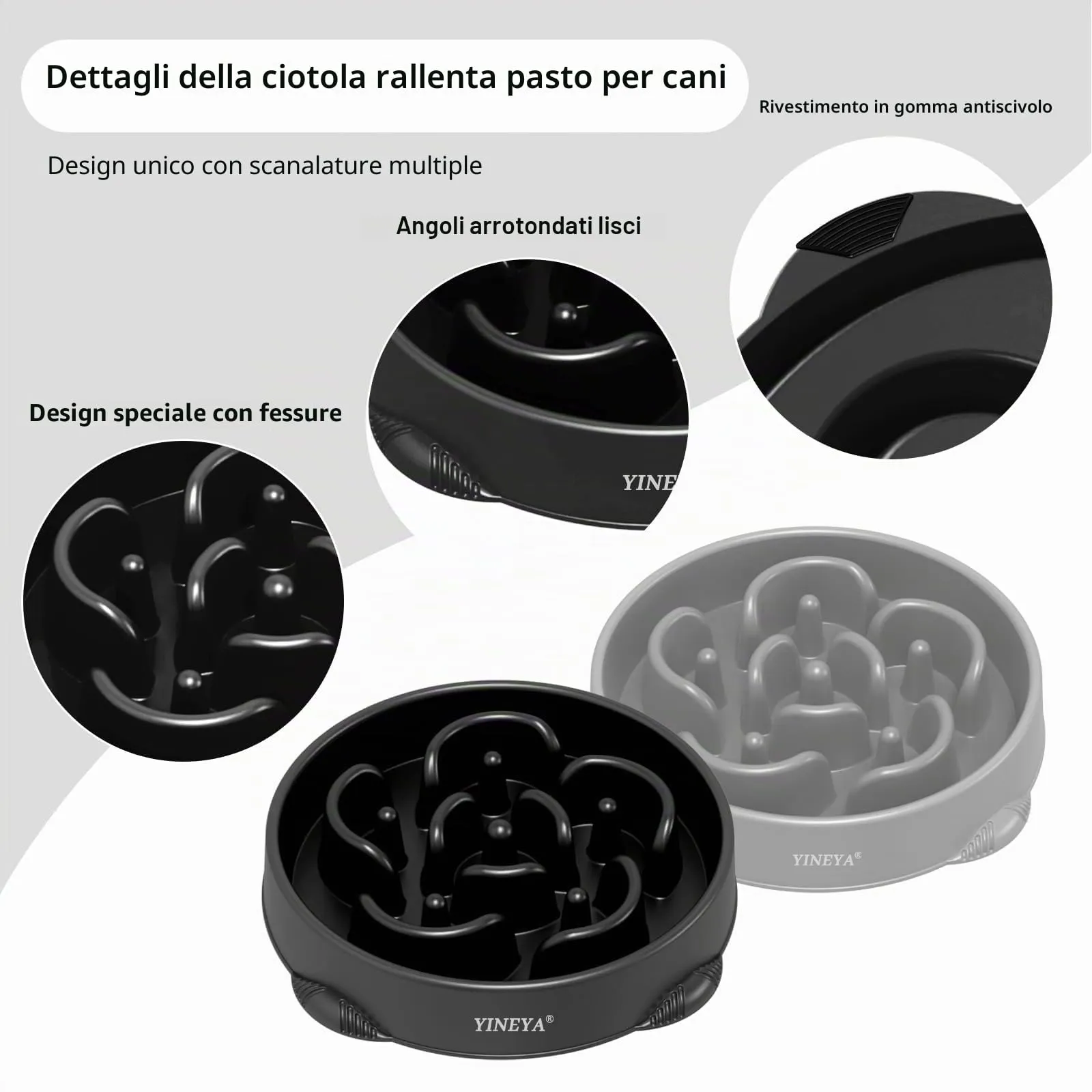 YINEYA Ciotole Anti-Ingozzamento per Cani Grandi, Set da 2 Pezzi - immagine 4