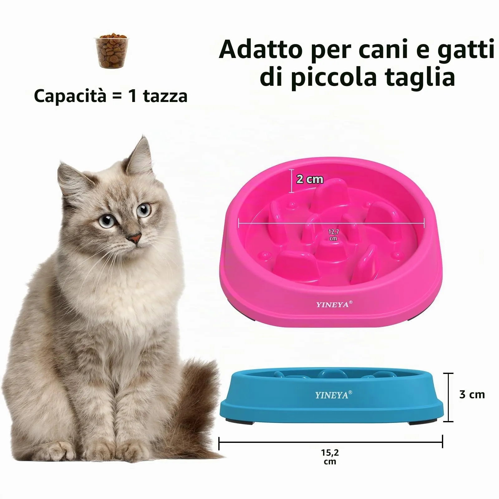 YINEYA Ciotola Anti Ingozzamento per Gatti e Cani, 2 Pezzi - immagine 5
