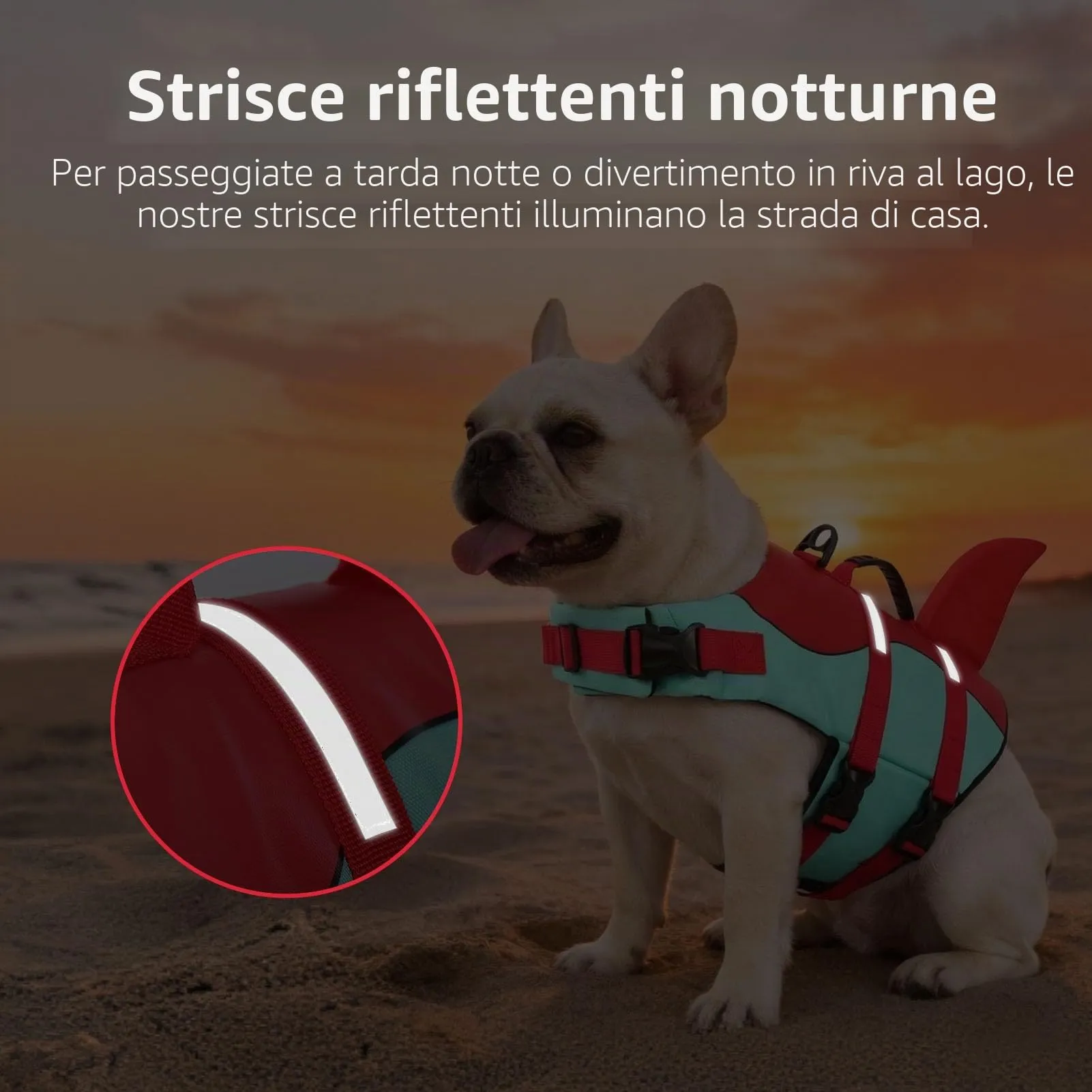 CITÉTOILE Giubbotto Salvagente per Cane Ripstop Regolabile, Rosso Verde, M - immagine 4