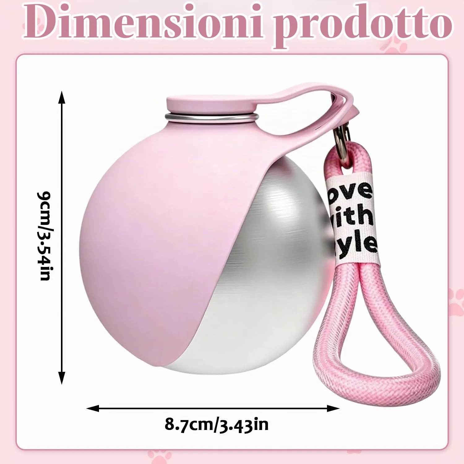 HBSFBH Borraccia Portatile per Cani in Acciaio Inossidabile con Ciotola in Silicone (M1) - immagine 2