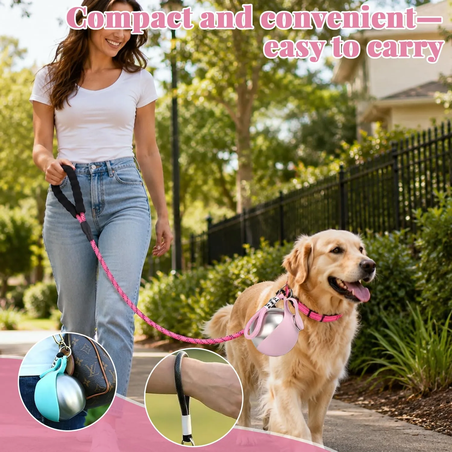 HBSFBH Borraccia Portatile per Cani in Acciaio Inossidabile con Ciotola in Silicone (M1) - immagine 6