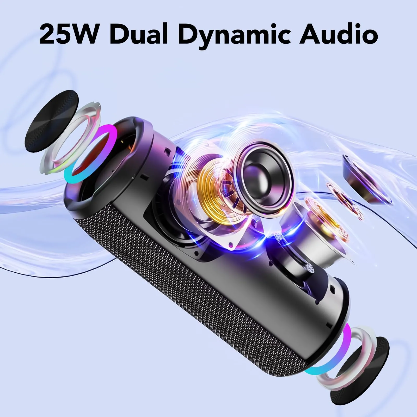 aowoka Cassa Bluetooth Portatile 25W, Bluetooth 5.4, Impermeabile IPX7, TWS, Luci RGB, AUX/TF/USB - immagine 2
