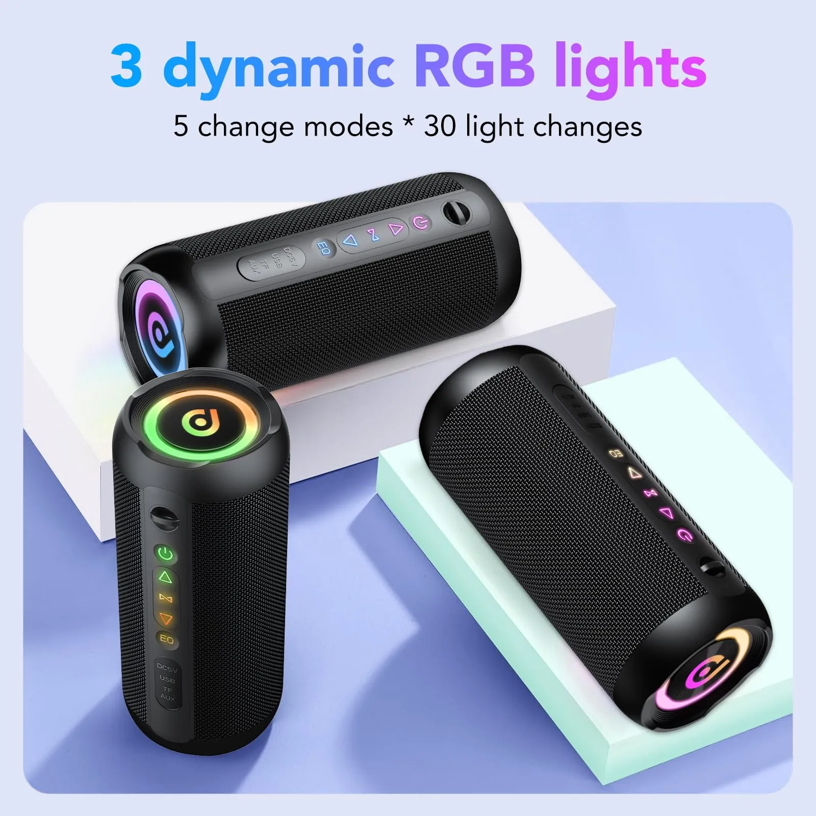 aowoka Cassa Bluetooth Portatile 25W, Bluetooth 5.4, Impermeabile IPX7, TWS, Luci RGB, AUX/TF/USB - immagine 3