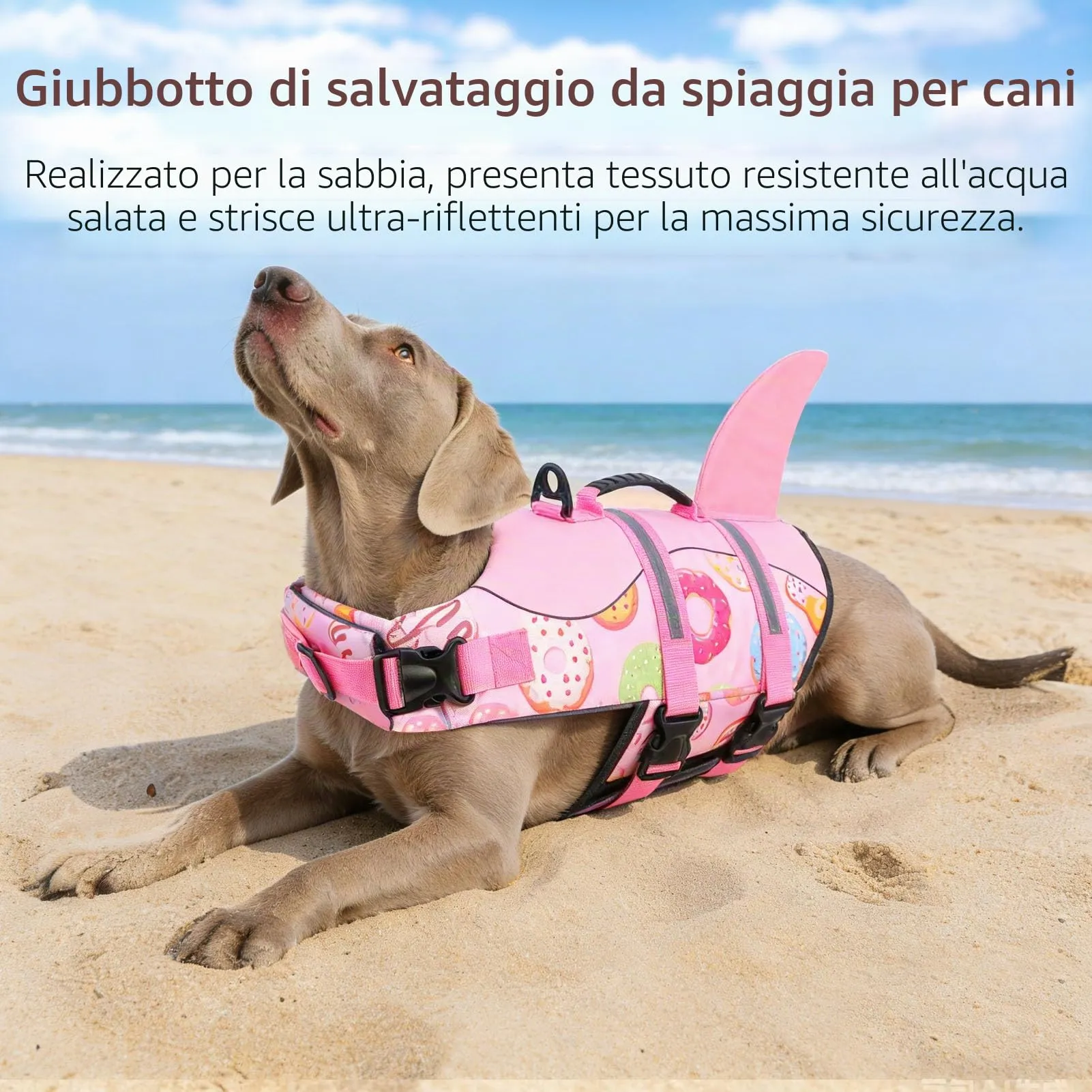 CITÉTOILE Giubbotto Salvagente per Cane Ripstop Regolabile, Rosa-Ciambella, S - immagine 4