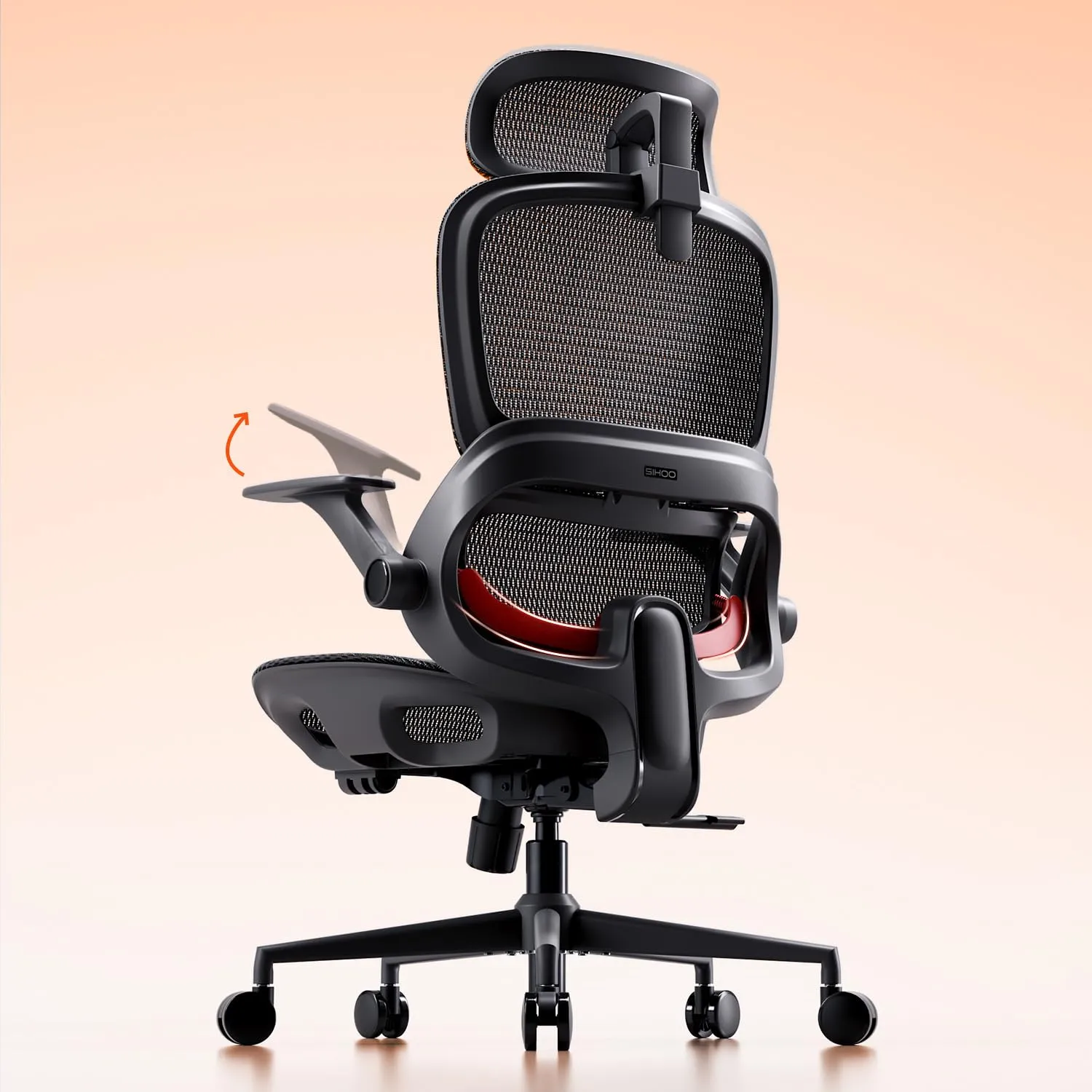 SIHOO B100 Sedia da Ufficio in Rete con Supporto Lombare Adattivo, 136kg, Nero - immagine 1