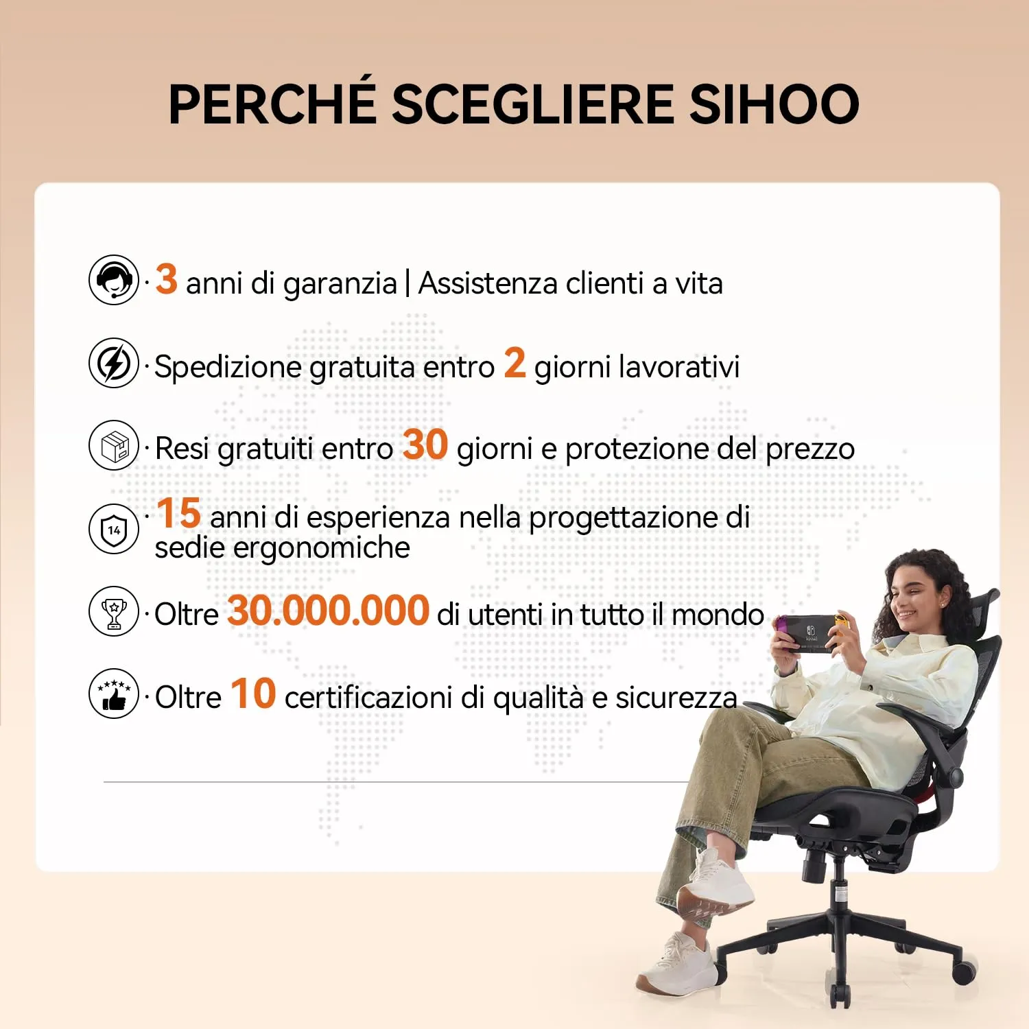 SIHOO B100 Sedia da Ufficio in Rete con Supporto Lombare Adattivo, 136kg, Nero - immagine 10