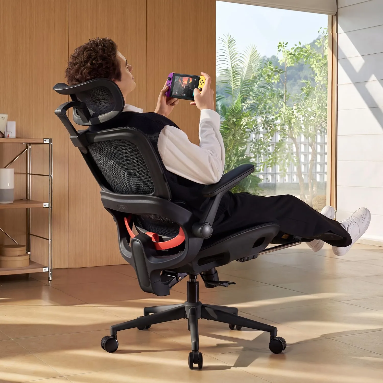 SIHOO B100 Pro Sedia da Ufficio Ergonomica con Poggiapiedi e Supporto Lombare 4D, Nero - immagine 8