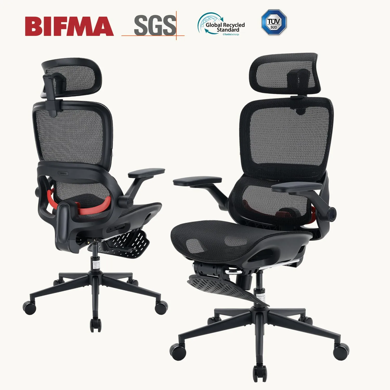 SIHOO B100 Pro Sedia da Ufficio Ergonomica con Poggiapiedi e Supporto Lombare 4D, Nero - immagine 12