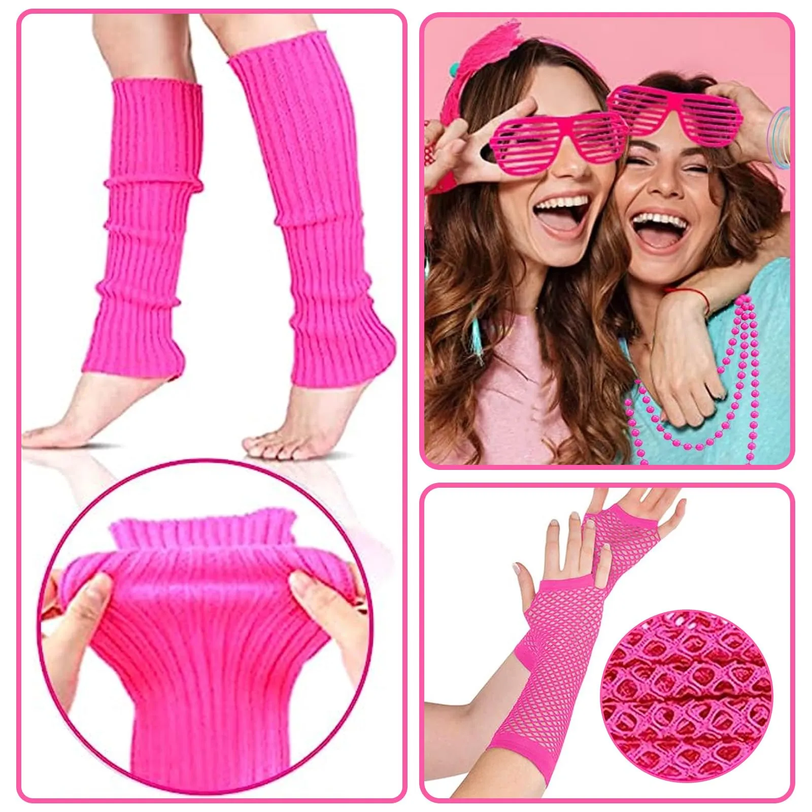 DAZZTIME Costume Anni 80 e 90 Donna, Set Accessori Abbigliamento Discoteche con T-shirt e Marsupio per Carnevale e Halloween - immagine 3