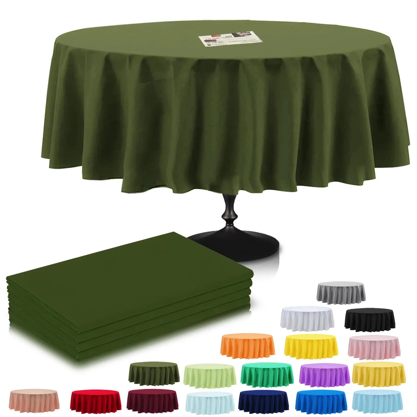 YAAVAAW Tovaglie in plastica rotonde verde scuro, 213 cm, confezione da 4 - immagine 1