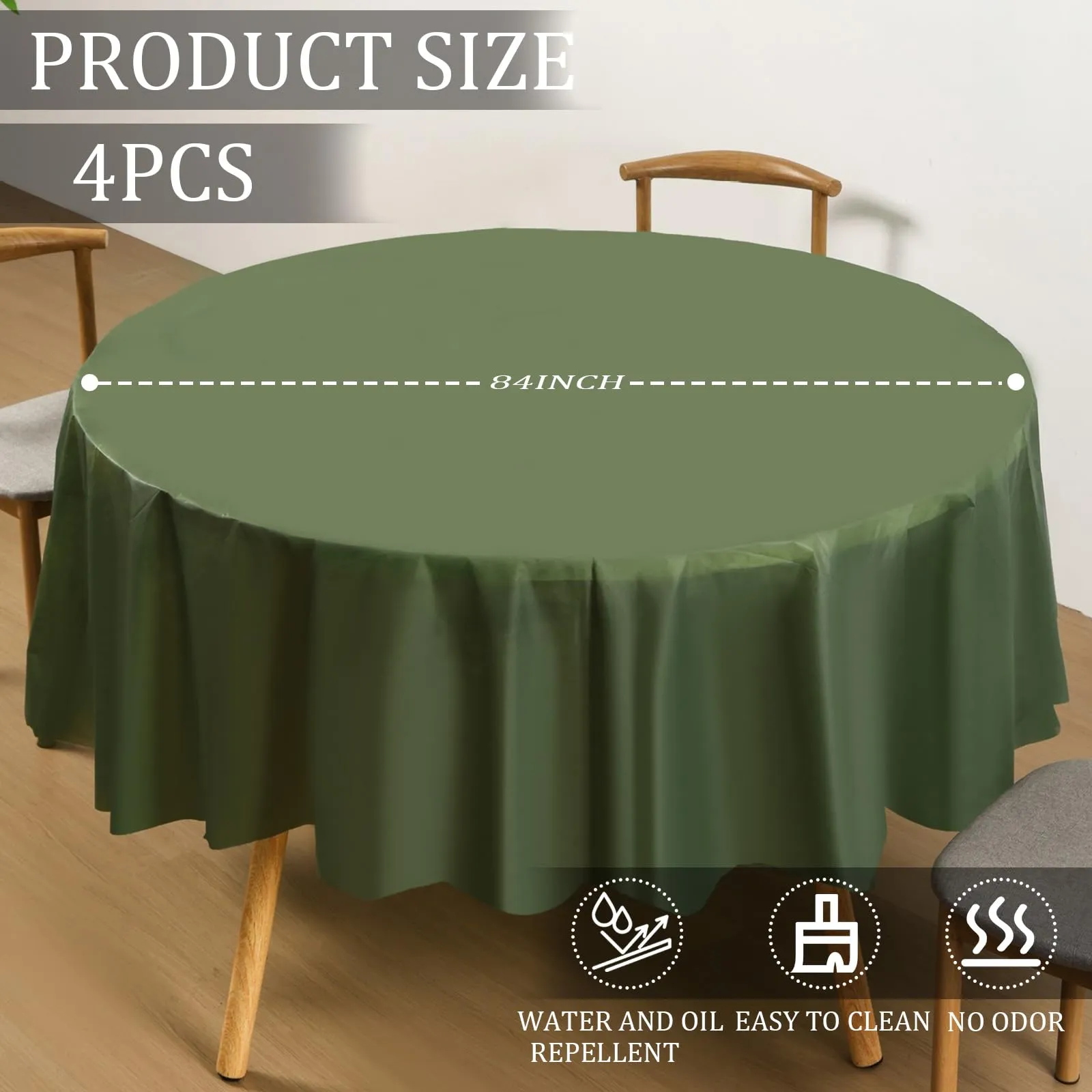 YAAVAAW Tovaglie in plastica rotonde verde scuro, 213 cm, confezione da 4 - immagine 2