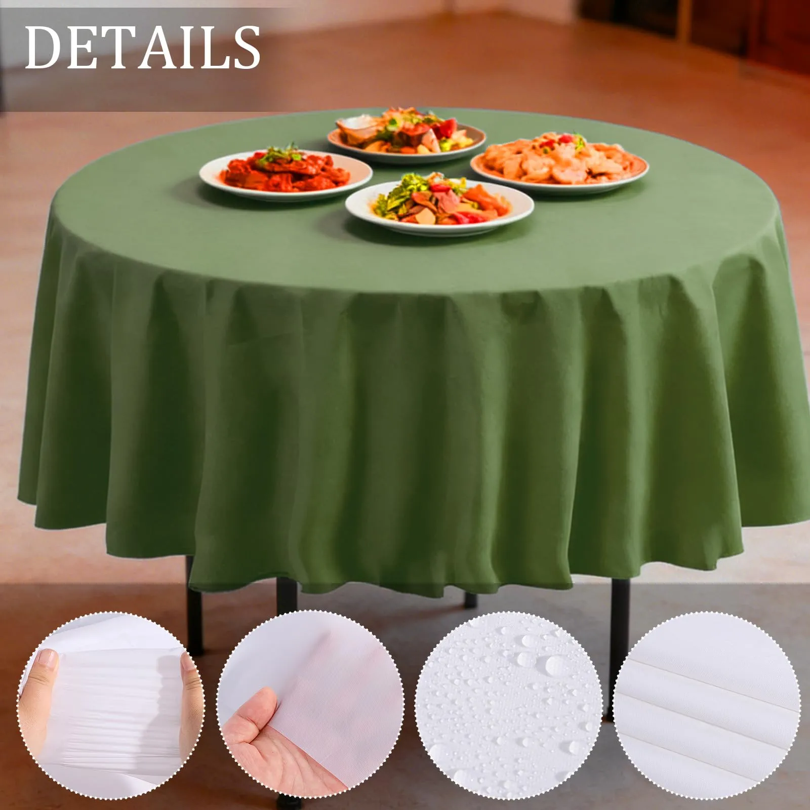 YAAVAAW Tovaglie in plastica rotonde verde scuro, 213 cm, confezione da 4 - immagine 3