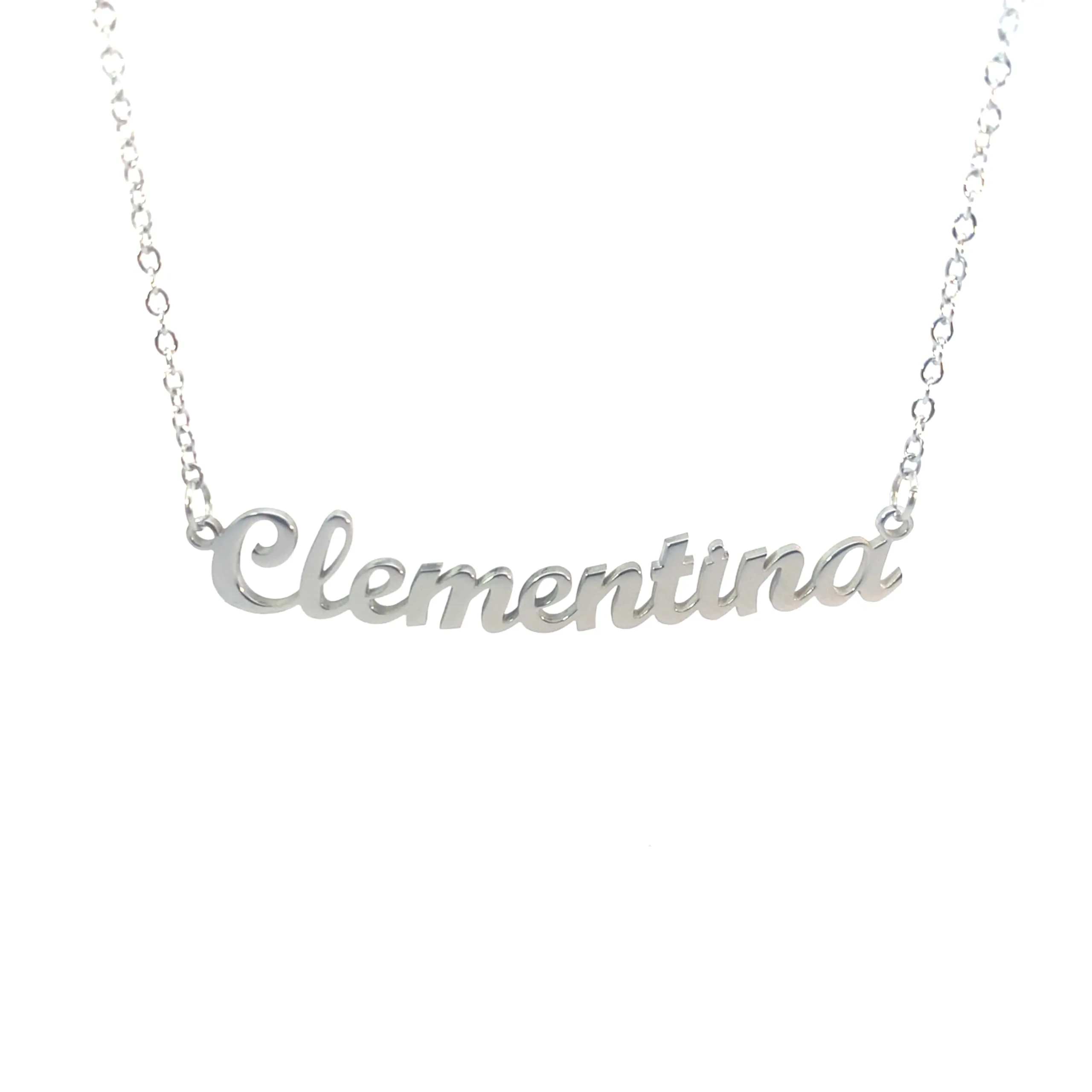 10:10 Collana Donna Nome Personalizzato in Acciaio Inox Anallergico, Finitura Lucida, Catena Regolabile (Clementina) - immagine 1