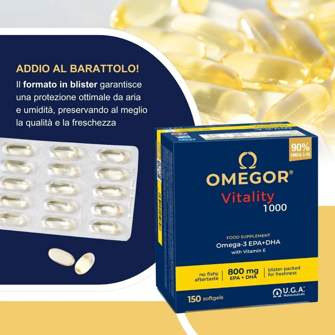 Omegor Vitality 1000 Omega 3 rTG, 800mg EPA e DHA, 150 Capsule - immagine 6