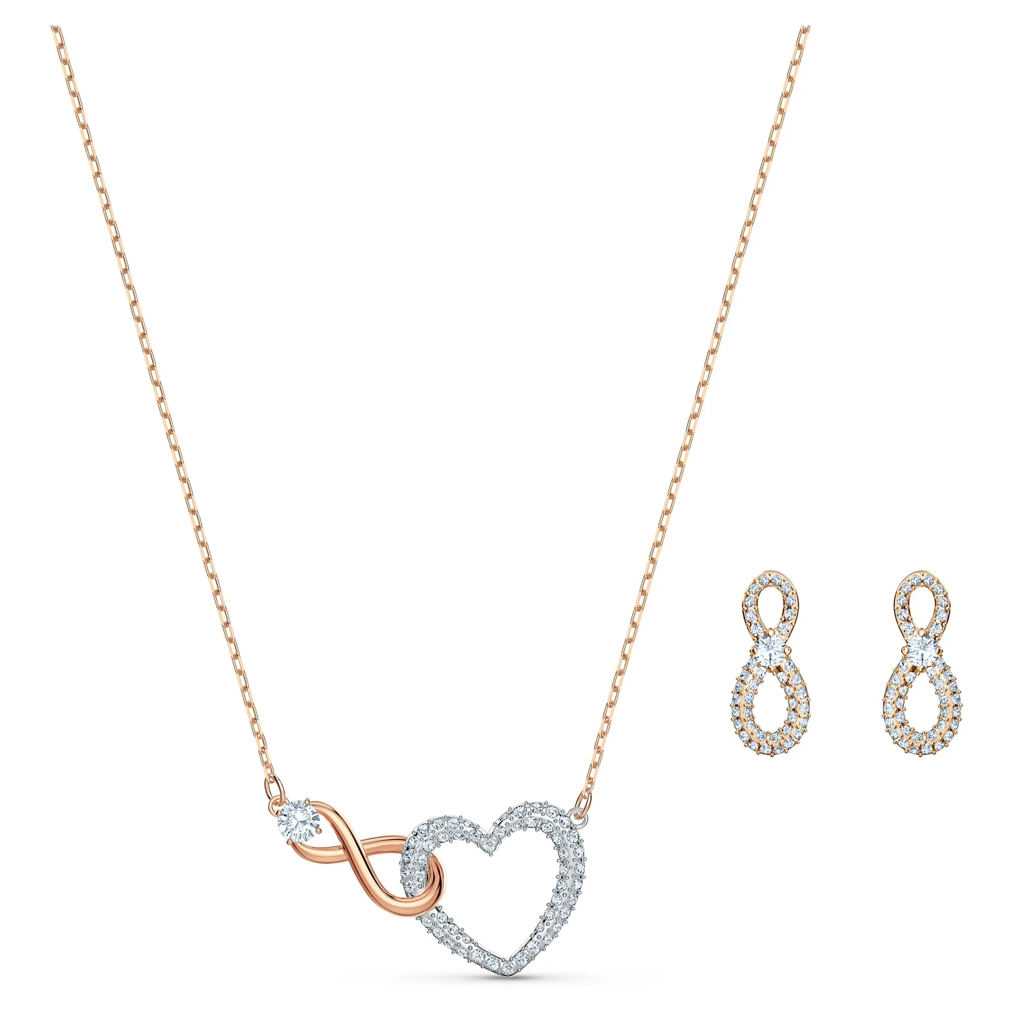 Swarovski Infinity Heart Set, Bianco, Mix di Placcature - immagine 1