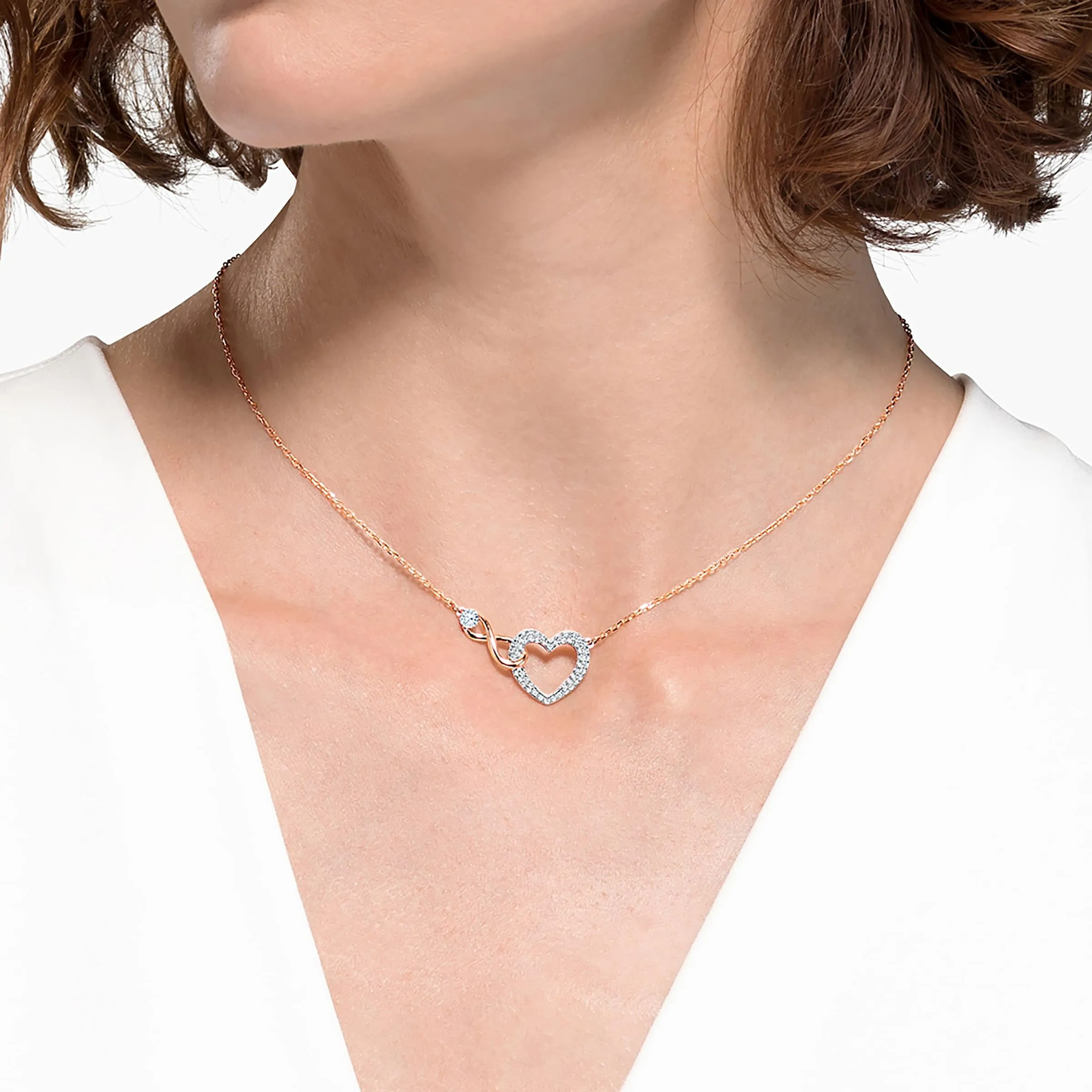 Swarovski Infinity Heart Set, Bianco, Mix di Placcature - immagine 5