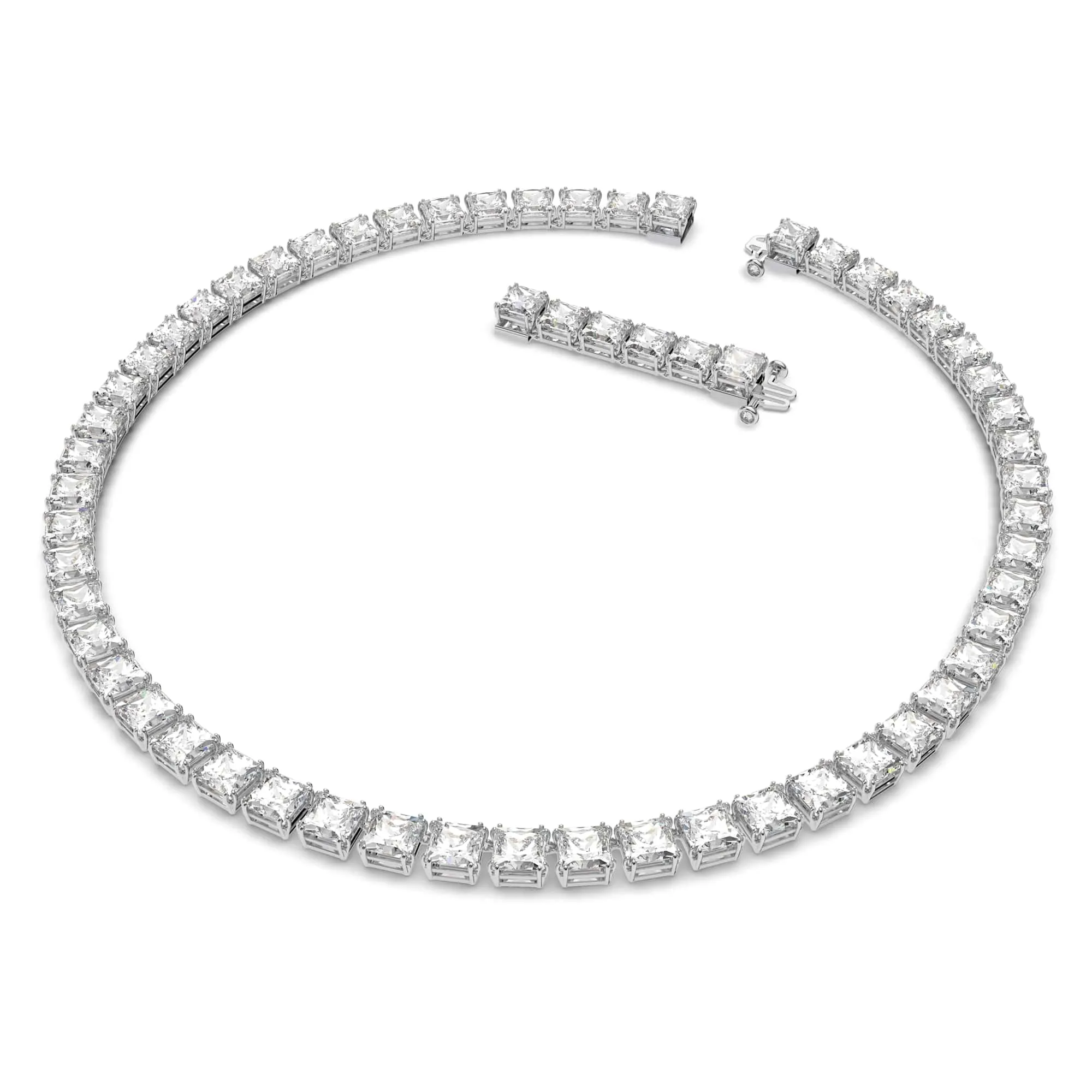 Swarovski Millenia Tennis Necklace, Square Cut, White, Rhodium Plated - immagine 2