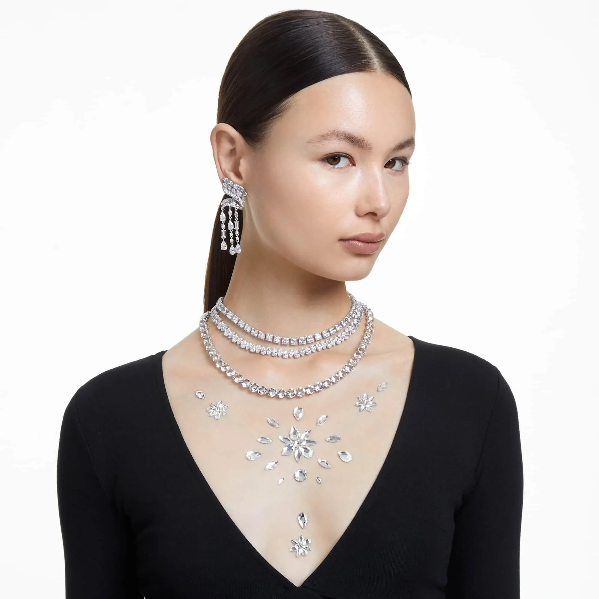 Swarovski Millenia Tennis Necklace, Square Cut, White, Rhodium Plated - immagine 5