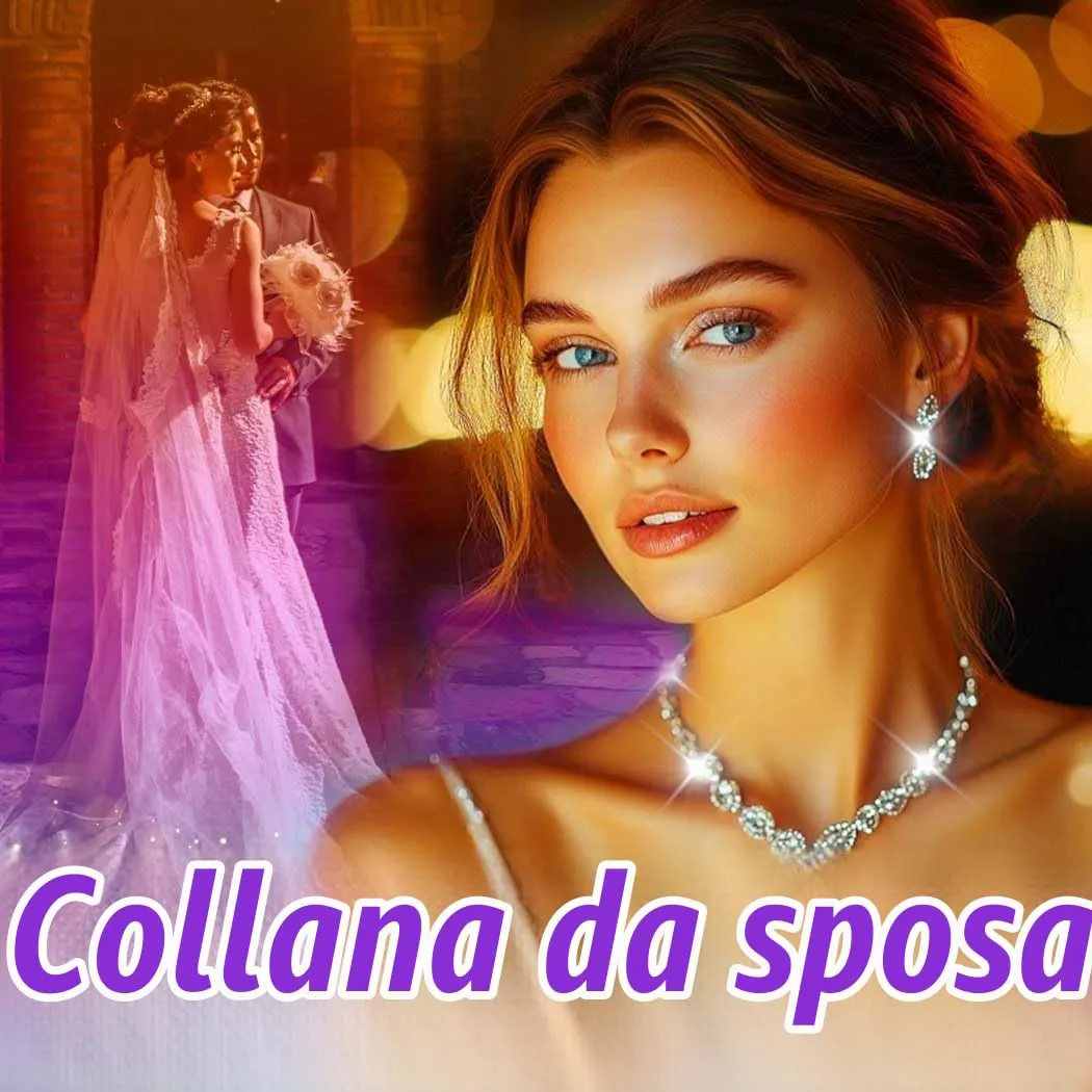 Fashband Set di gioielli da sposa in cristallo argento strass con collana e orecchini per donne - immagine 7