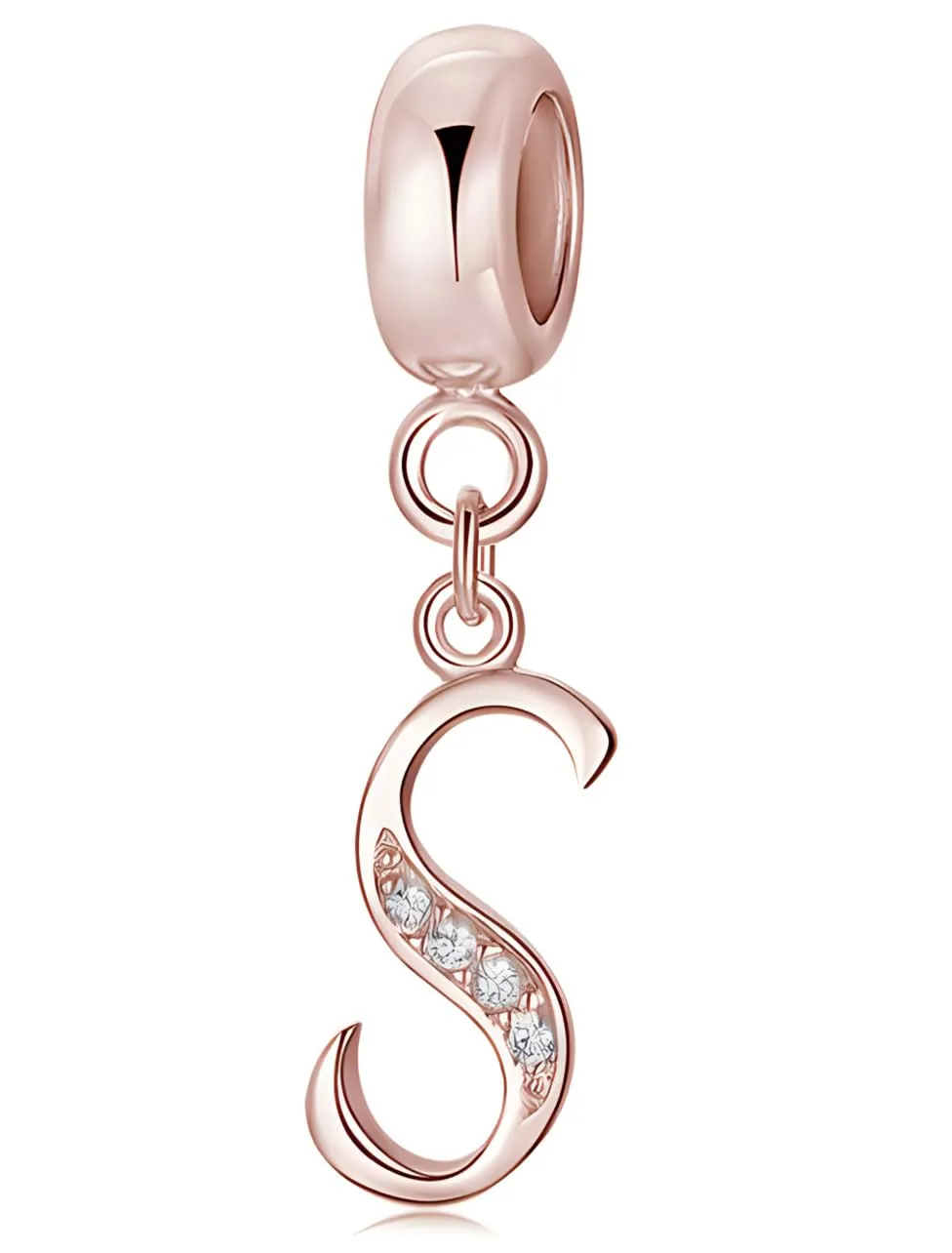 XWN Lettera Bead Charm Alfabeto in Argento Sterling 925 e Cubic Zirconia per Braccialetti Pandora e Collane Europee - immagine 1