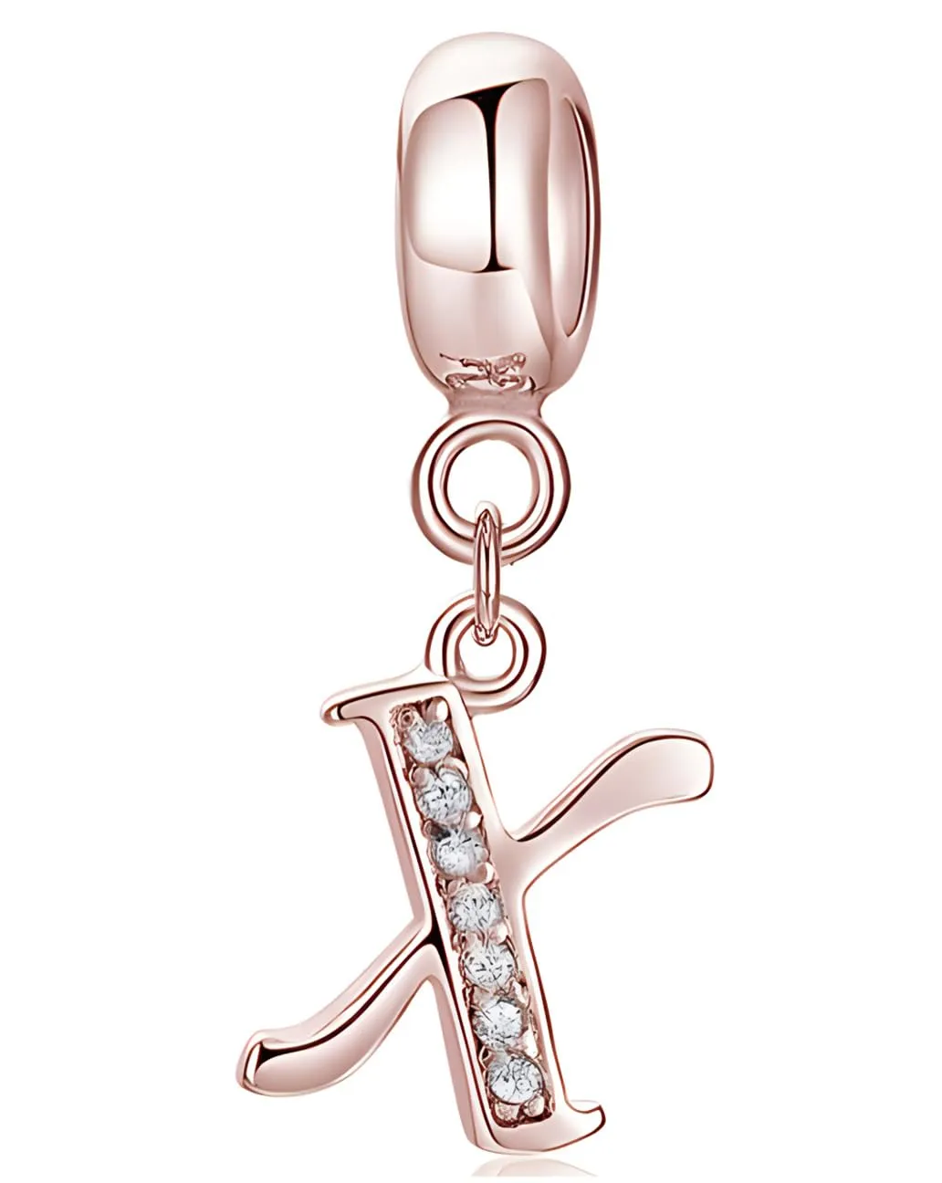 XWN Lettera Bead Charm Alfabeto in Argento Sterling 925 con Cubic Zirconia, Compatibile con Pandora Braccialetti e Collane Europee - immagine 1