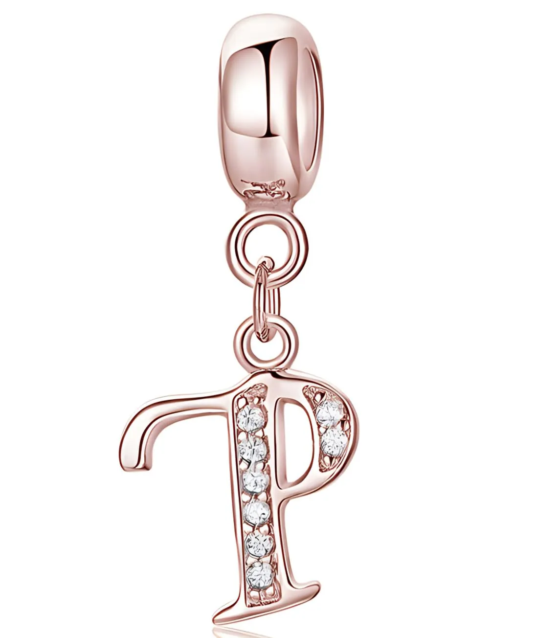 XWN Lettera Bead Charm Ciondolo Alfabeto Argento Sterling 925 con Cubic Zirconia per Braccialetti e Collane Europei - immagine 1