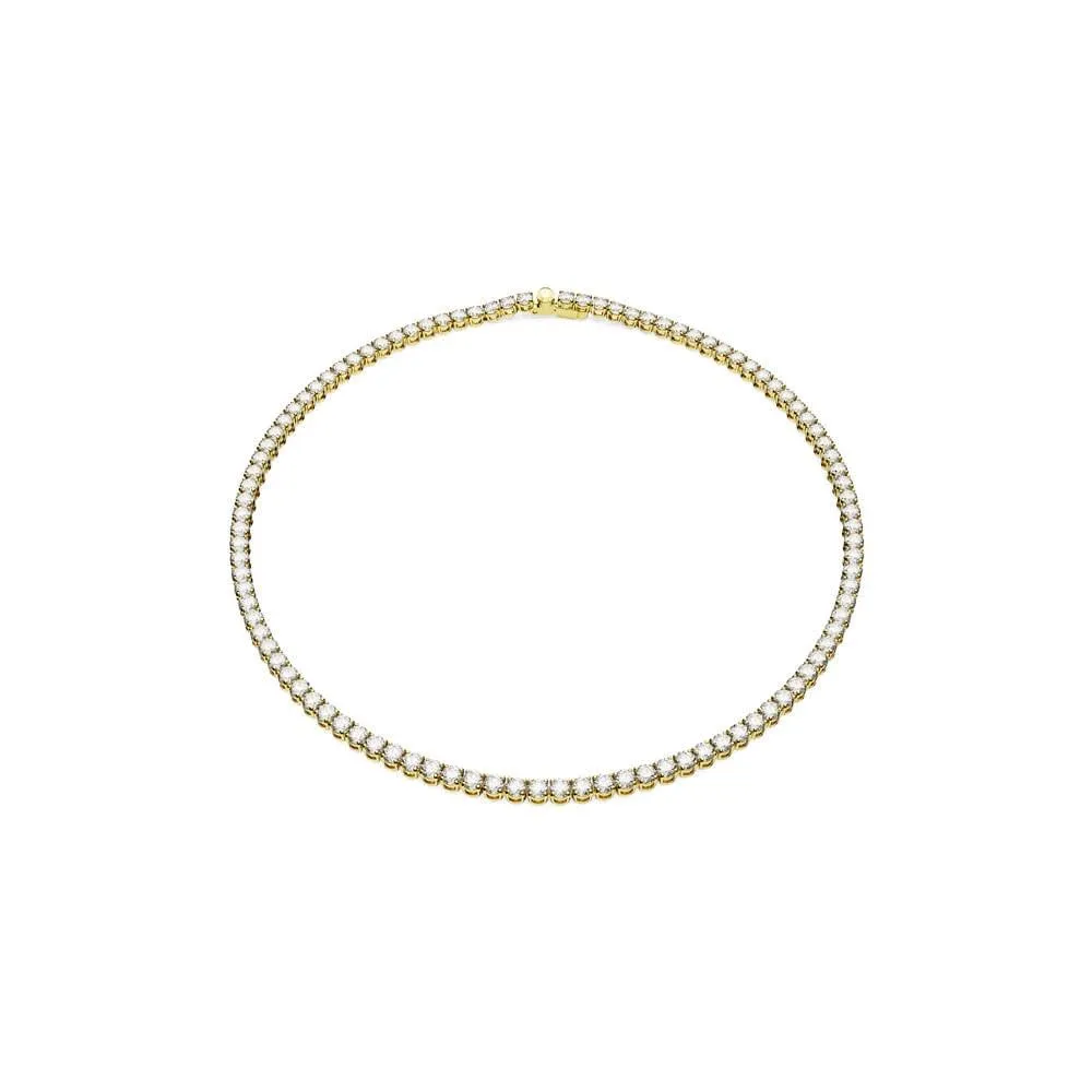 Swarovski Matrix Tennis Necklace, Round Cut, White, Gold-tone Plated - immagine 1