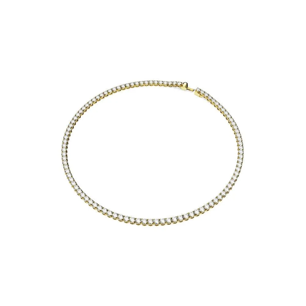 Swarovski Matrix Tennis Necklace, Round Cut, White, Gold-tone Plated - immagine 2