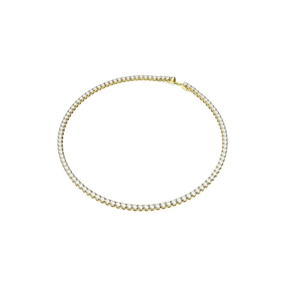 Swarovski Matrix Tennis Necklace, Round Cut, White, Gold-tone Plated - immagine 5