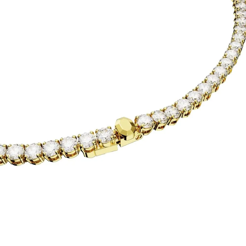 Swarovski Matrix Tennis Necklace, Round Cut, White, Gold-tone Plated - immagine 7