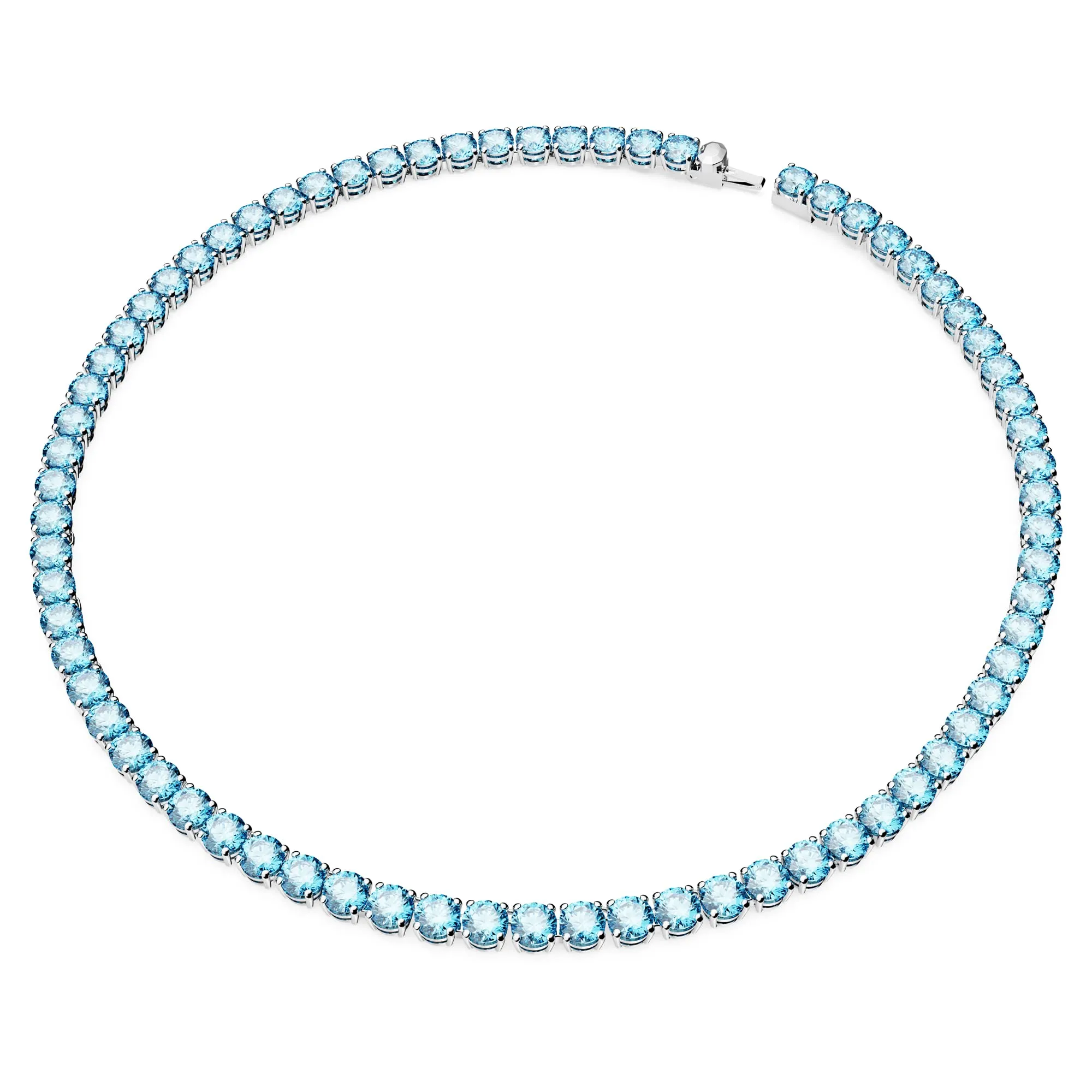 Swarovski Matrix Tennis Necklace, Round Cut, Medium, Blue, Rhodium Plated - immagine 2