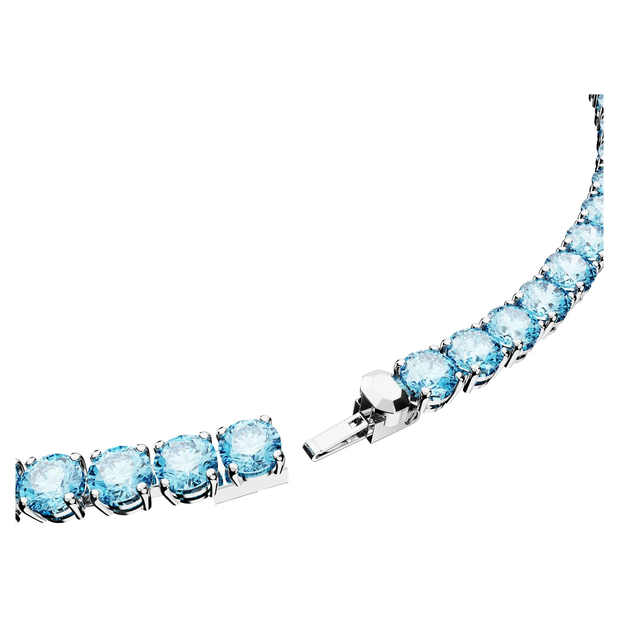 Swarovski Matrix Tennis Necklace, Round Cut, Medium, Blue, Rhodium Plated - immagine 3