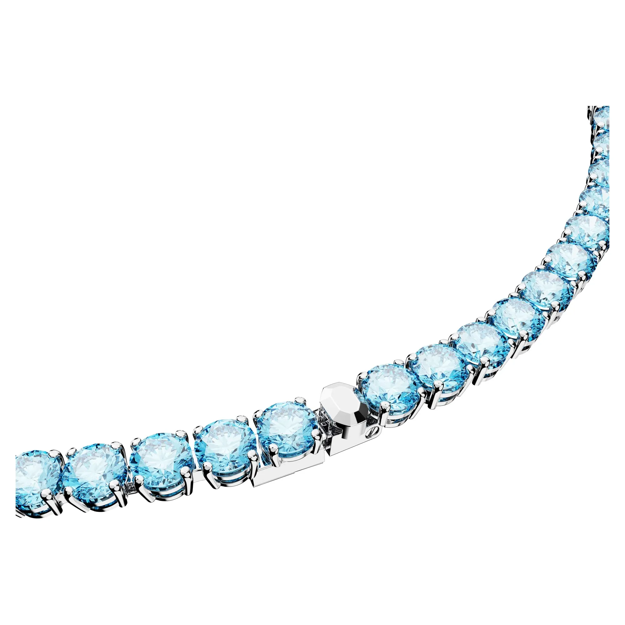 Swarovski Matrix Tennis Necklace, Round Cut, Medium, Blue, Rhodium Plated - immagine 4