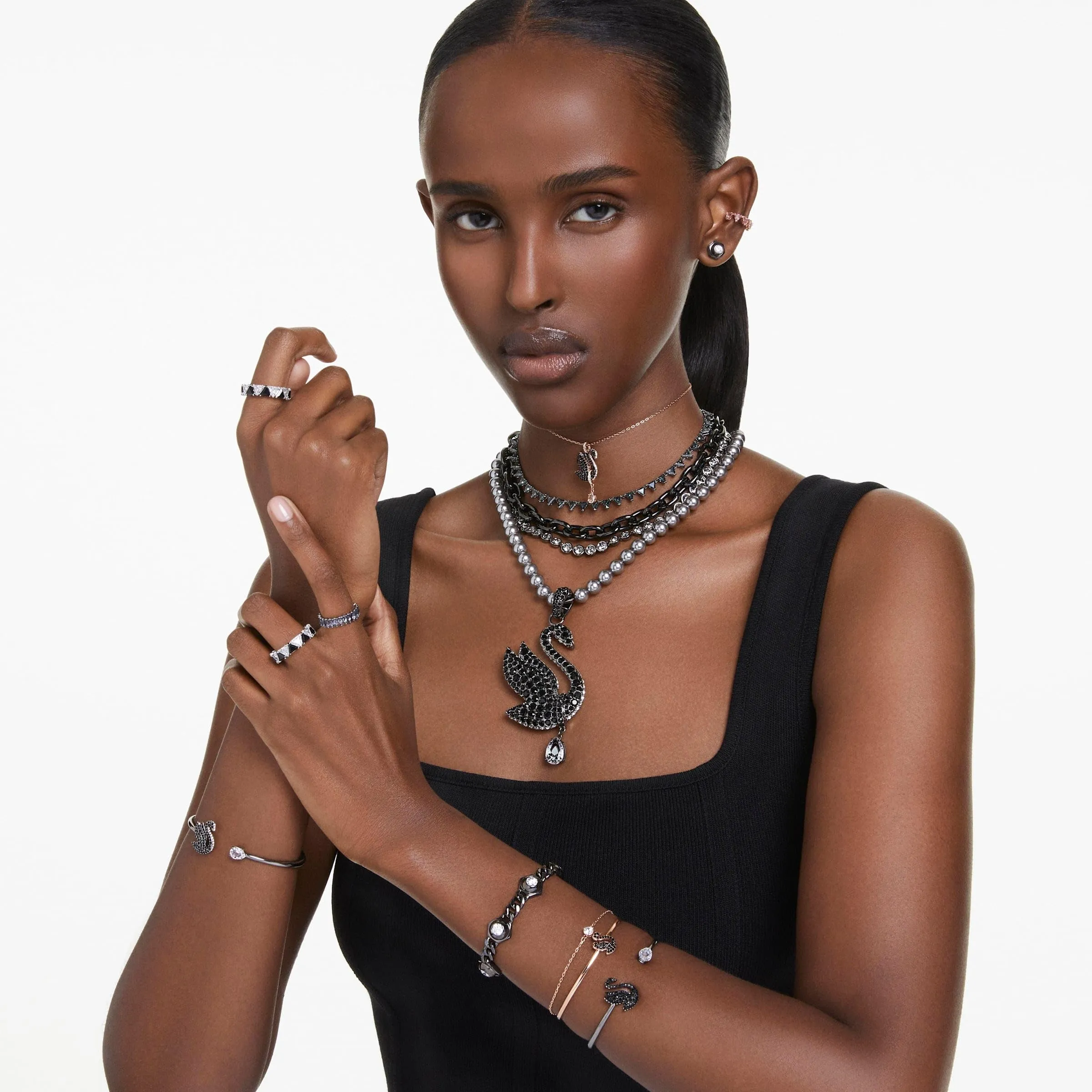 Swarovski Matrix Collana, Taglio Triangolo, Grigia, Placcato Rutenio - immagine 6