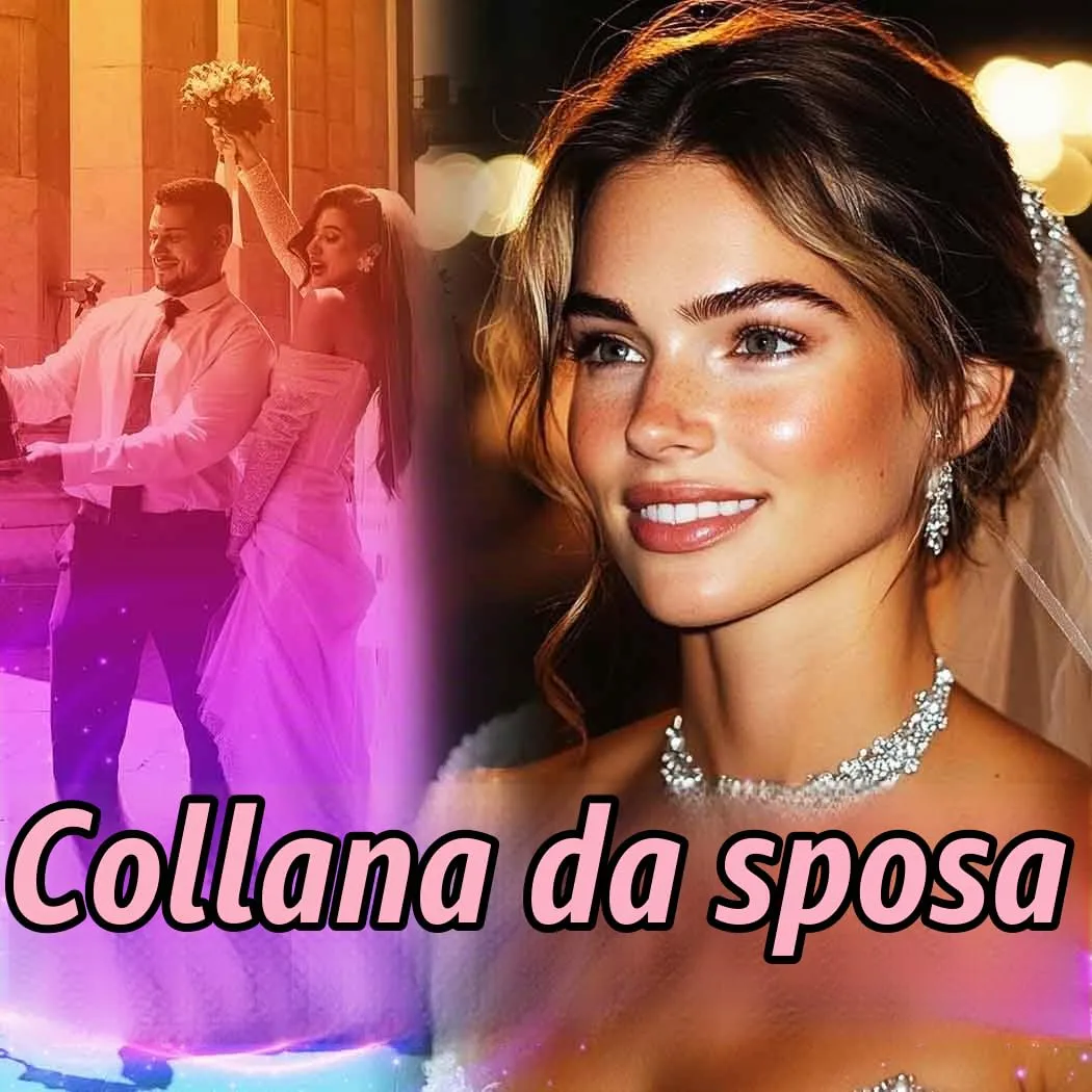Fashband Parure di gioielli da sposa in cristallo con collana e orecchini di strass da donna - immagine 5