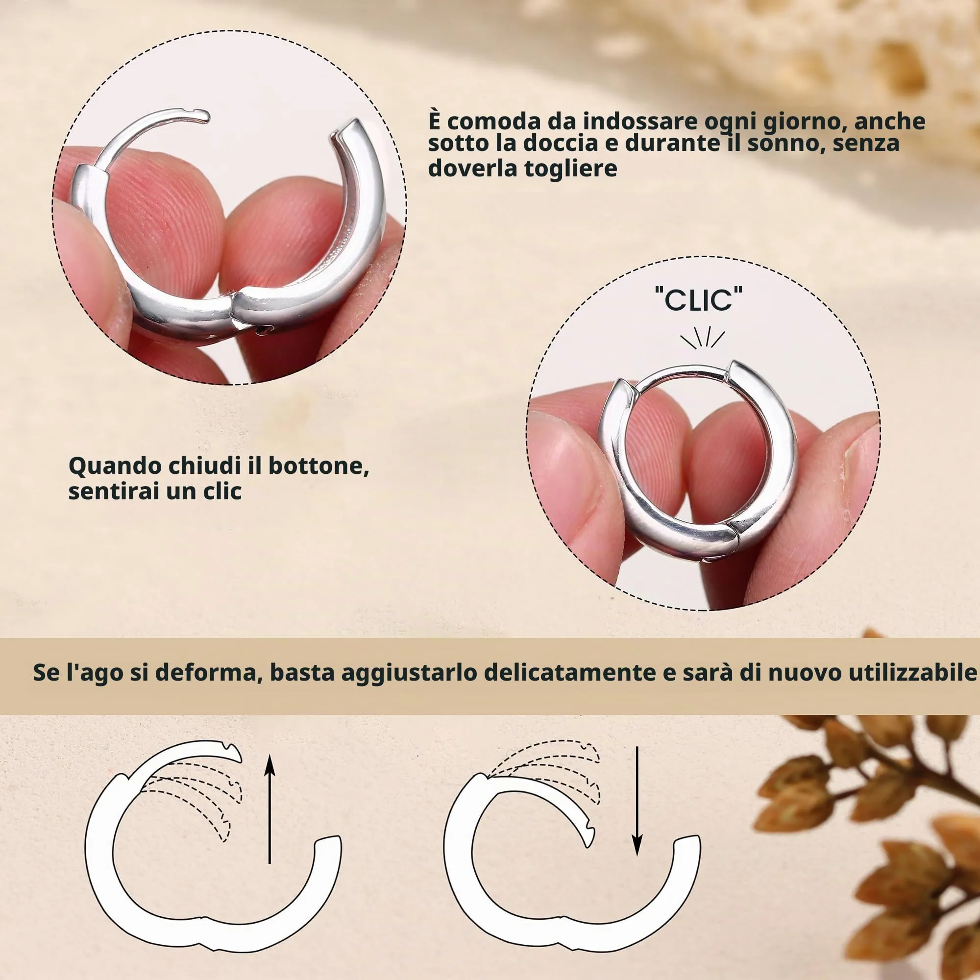 Chriscoco Set Orecchini a Cerchio Donna, Oro e Argento, Ipoallergenici - immagine 6